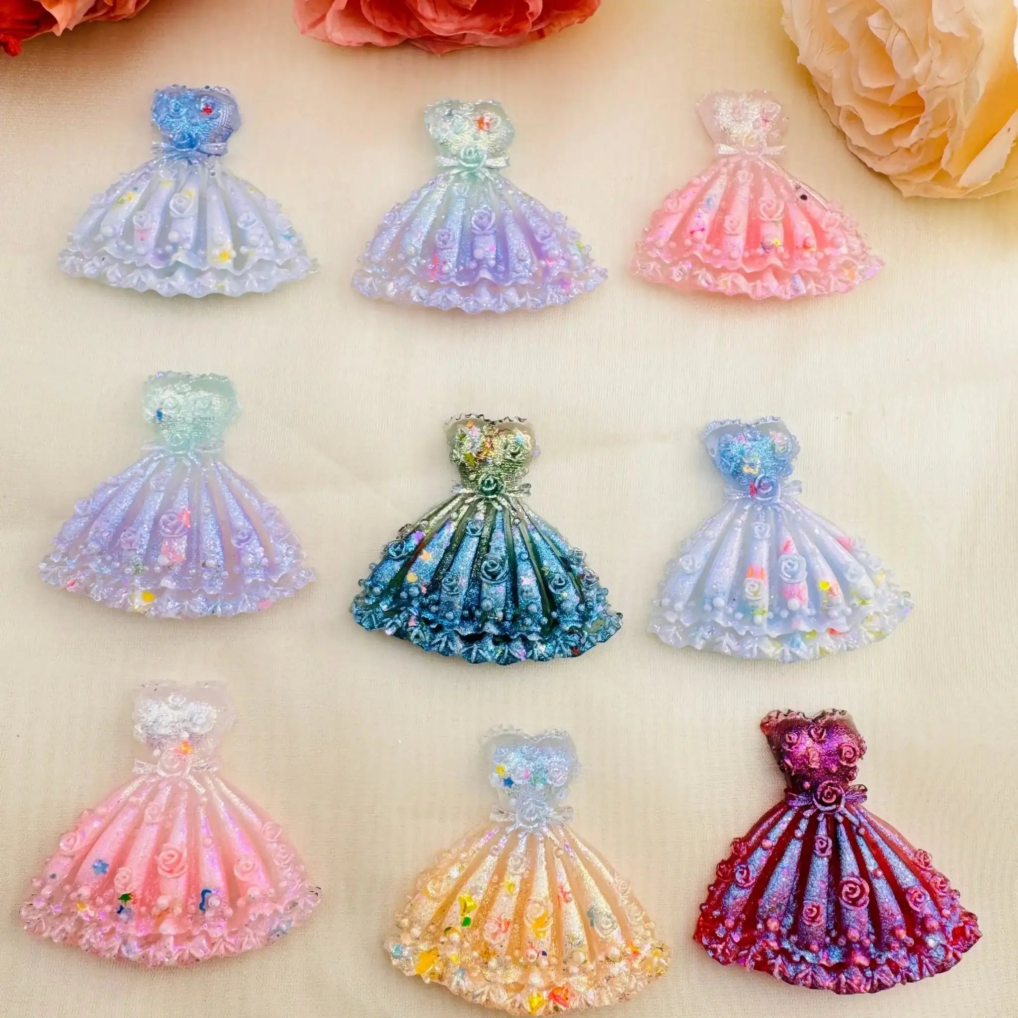 FS6383-47×41mm Luminous Rose Dress Charms -Zoe DIY Wholesale