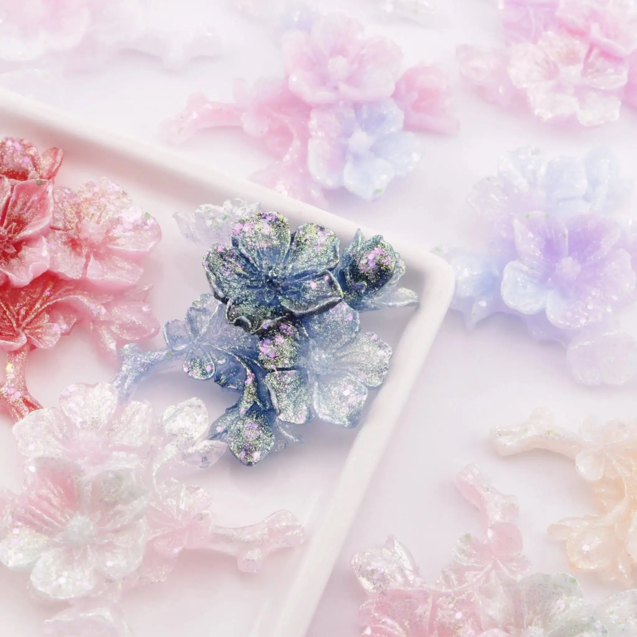 FS6386-56×49mm Luminous Peach Blossom Branch Charms -Zoe DIY Wholesale