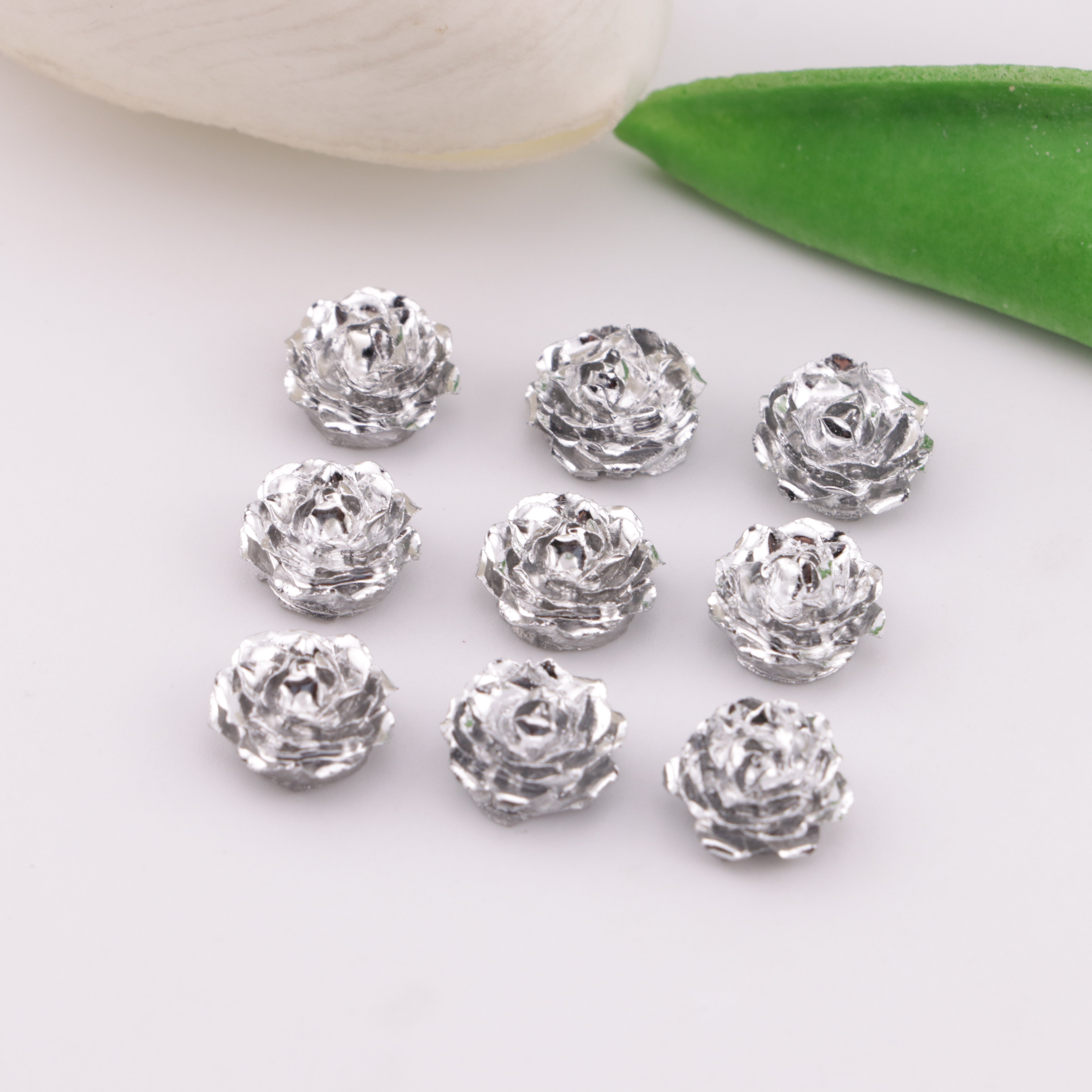 FS6387- 10mm Silver Small Flower Charms, Silver Small Flower Patches Zoe's DIY Shop