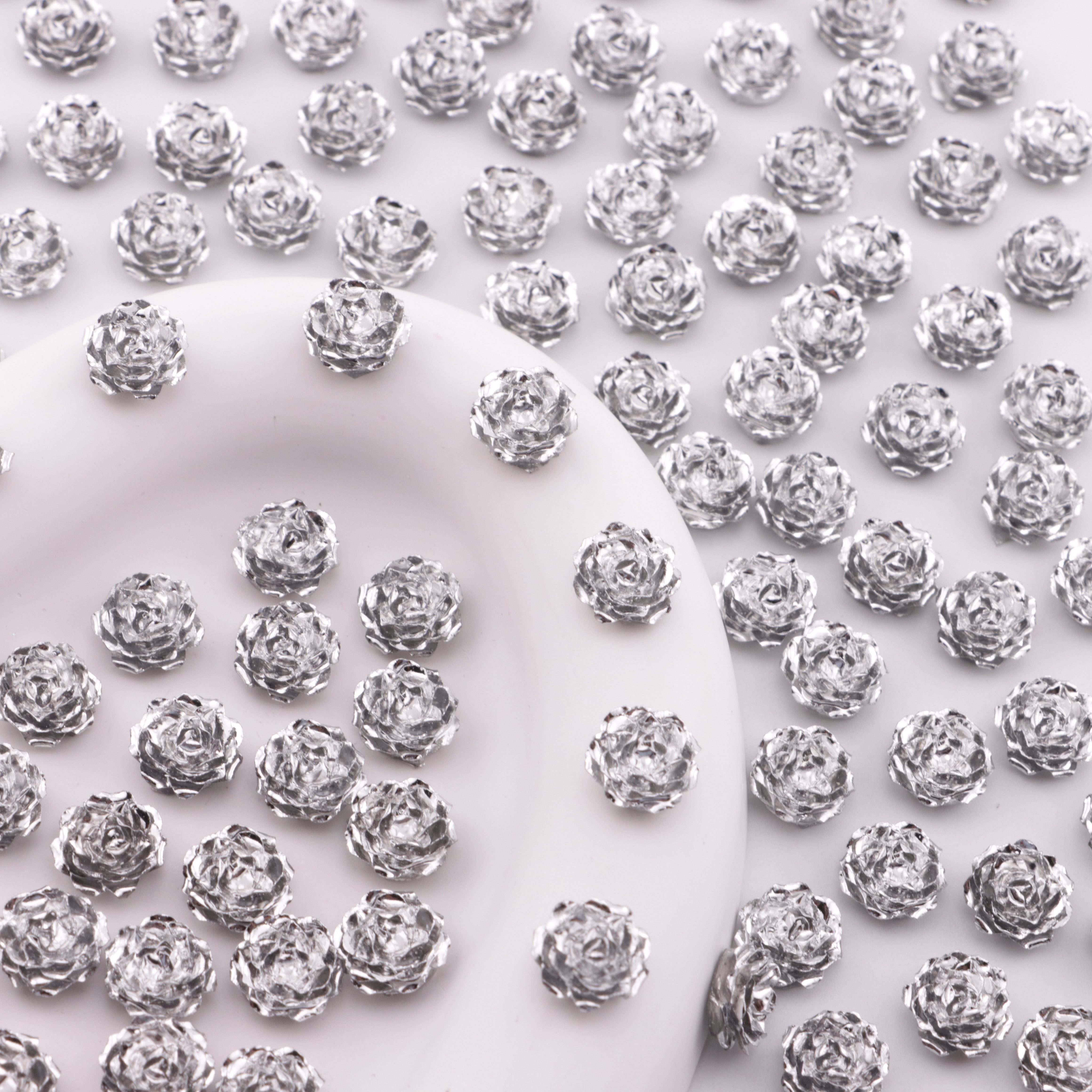 FS6387- 10mm Silver Small Flower Charms, Silver Small Flower Patches Zoe's DIY Shop