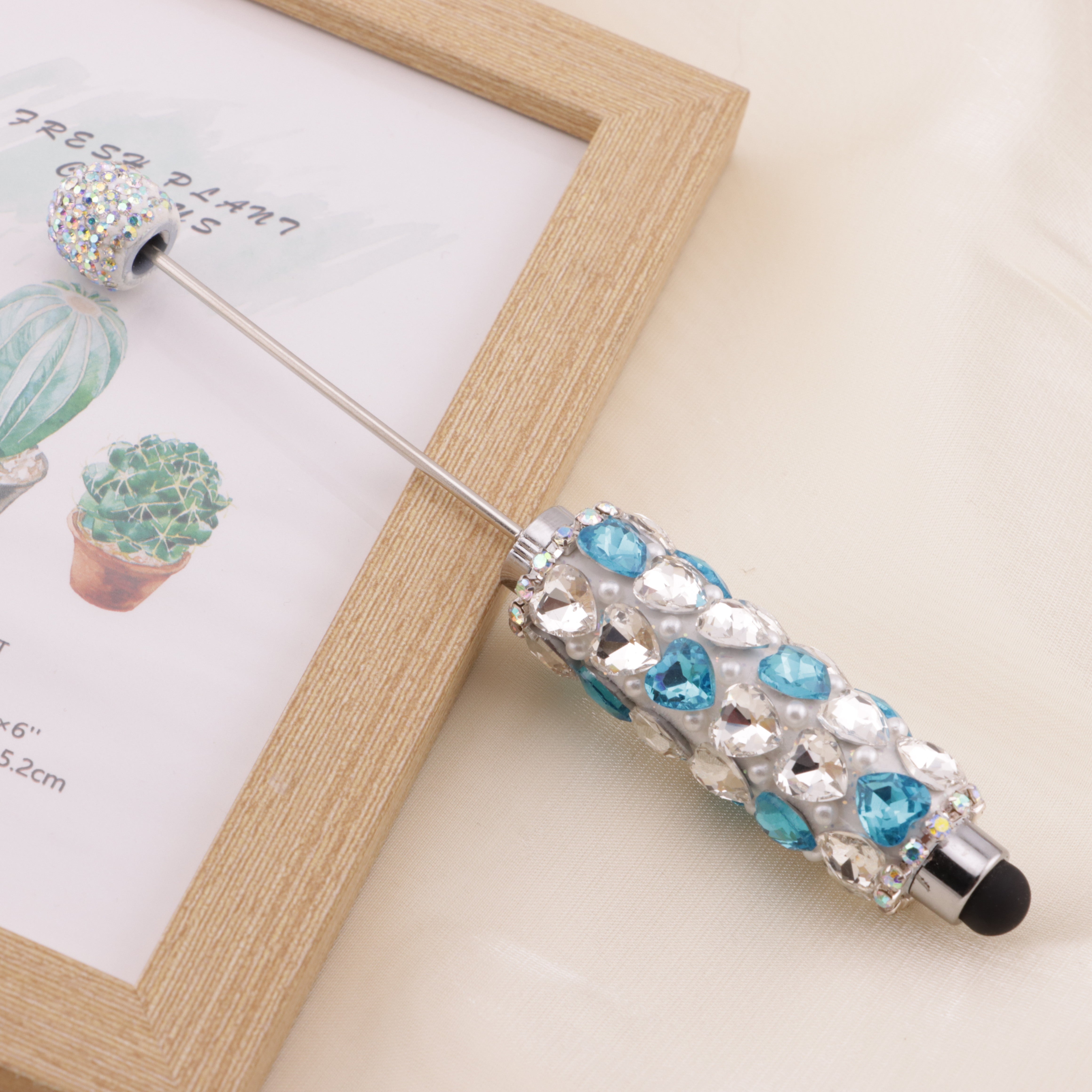FS6396- Full Of Love Diamonds Beadable Stylus Pens Lovingly Heart - Shaped Diamond - Strung Bead Stylus Pens Zoe's DIY Shop