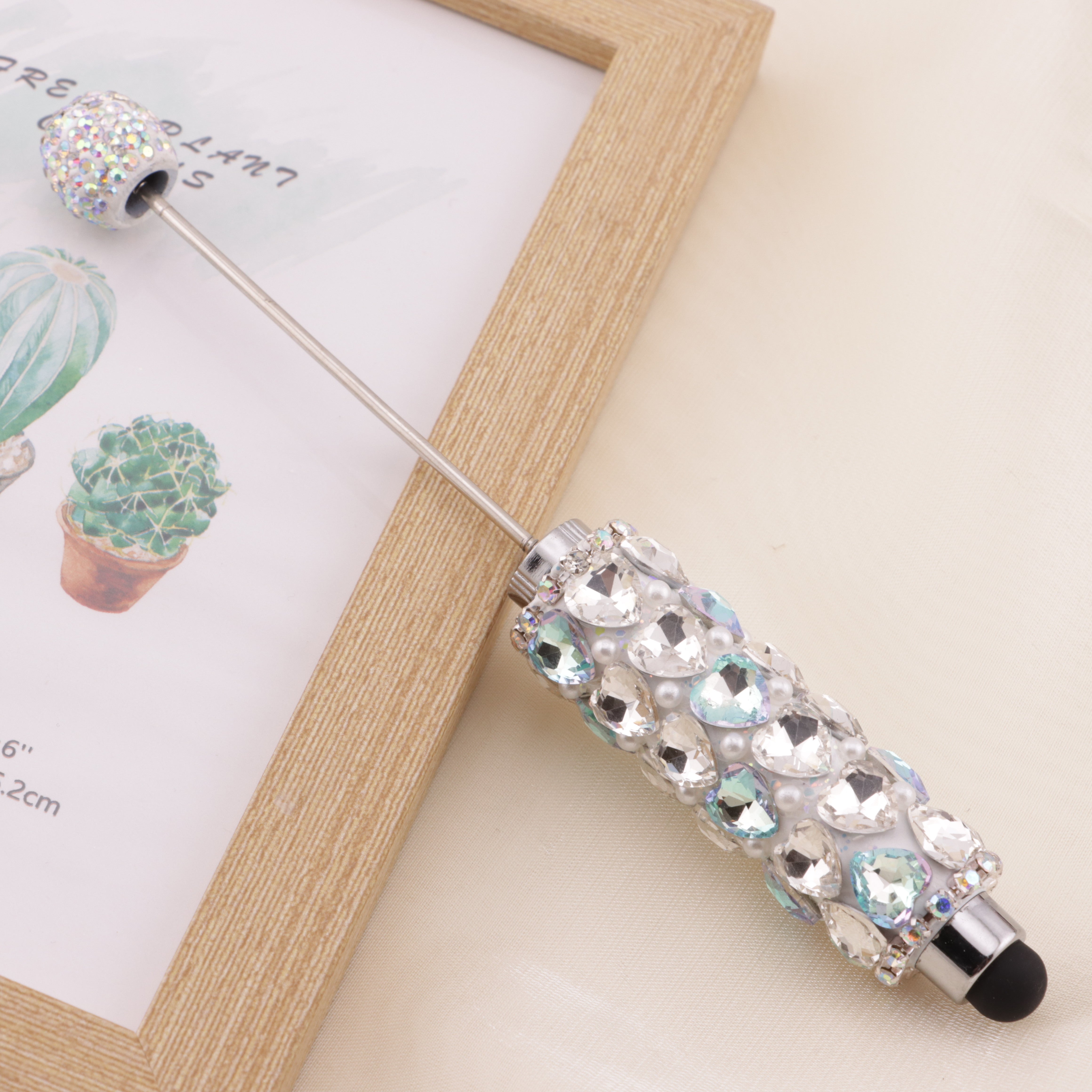 FS6396- Full Of Love Diamonds Beadable Stylus Pens Lovingly Heart - Shaped Diamond - Strung Bead Stylus Pens Zoe's DIY Shop