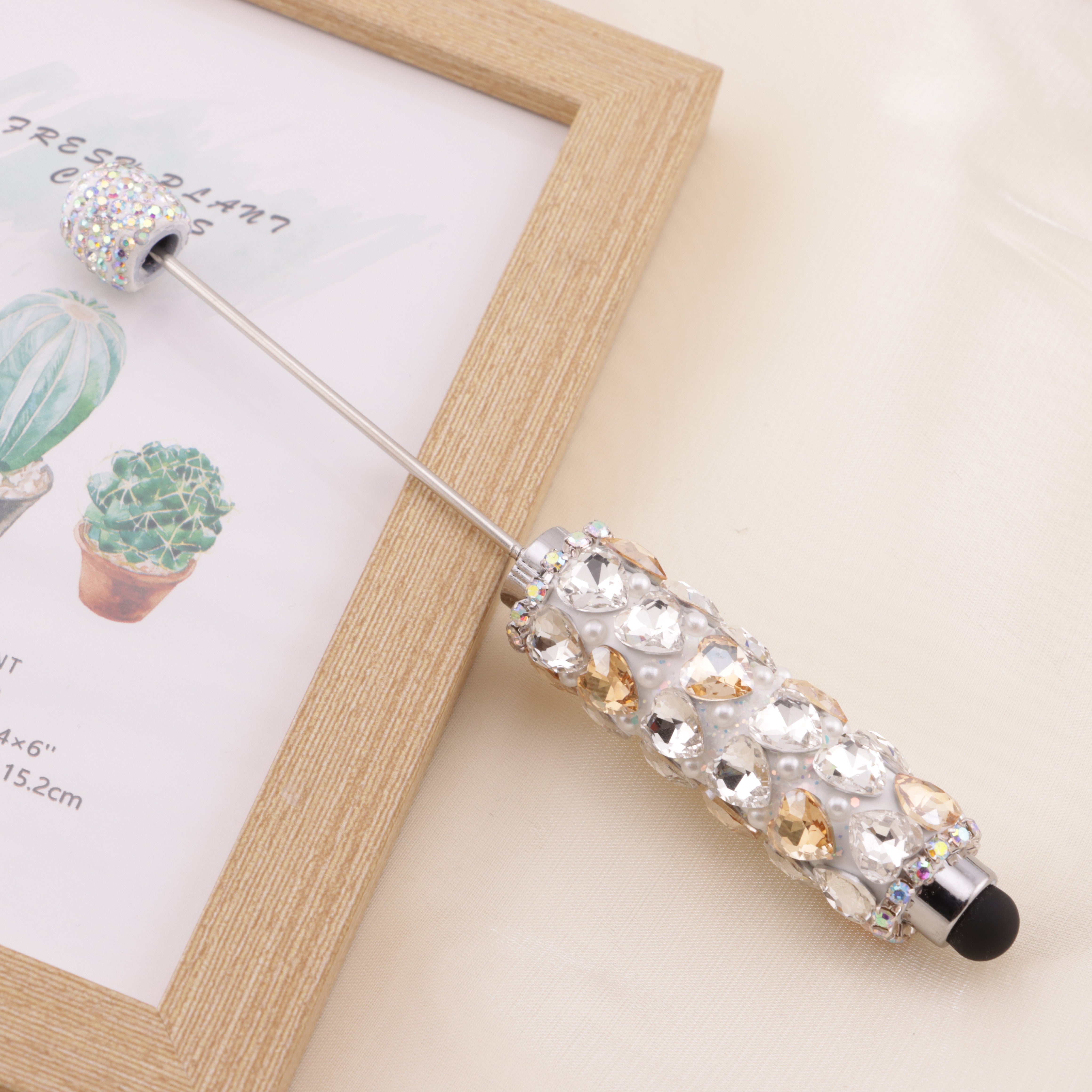 FS6396- Full Of Love Diamonds Beadable Stylus Pens Lovingly Heart - Shaped Diamond - Strung Bead Stylus Pens Zoe's DIY Shop