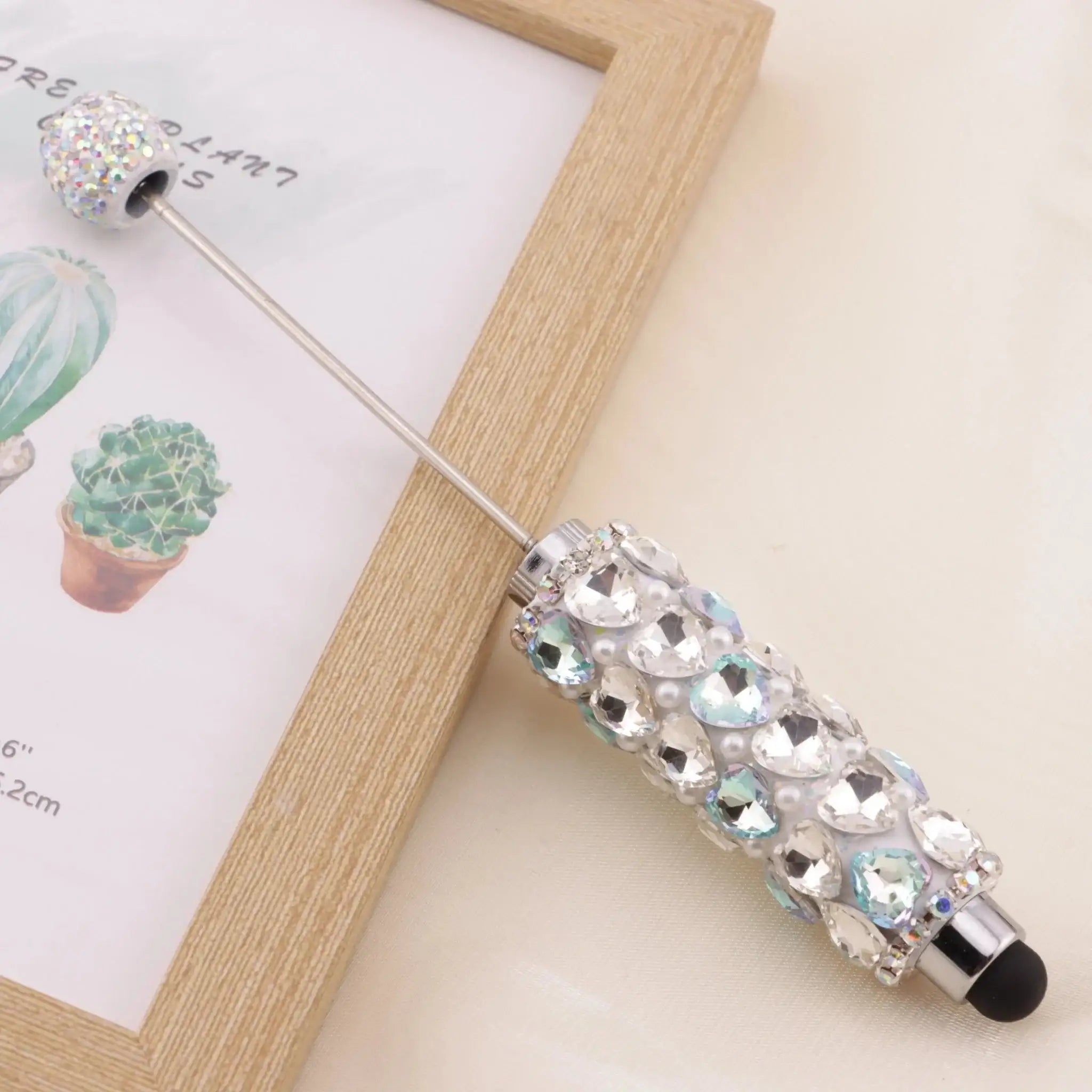 FS6396-Full Of Love Diamonds Beadable Stylus Pens Lovingly Heart - Shaped Diamond - Strung Bead Stylus Pens -Zoe DIY Wholesale