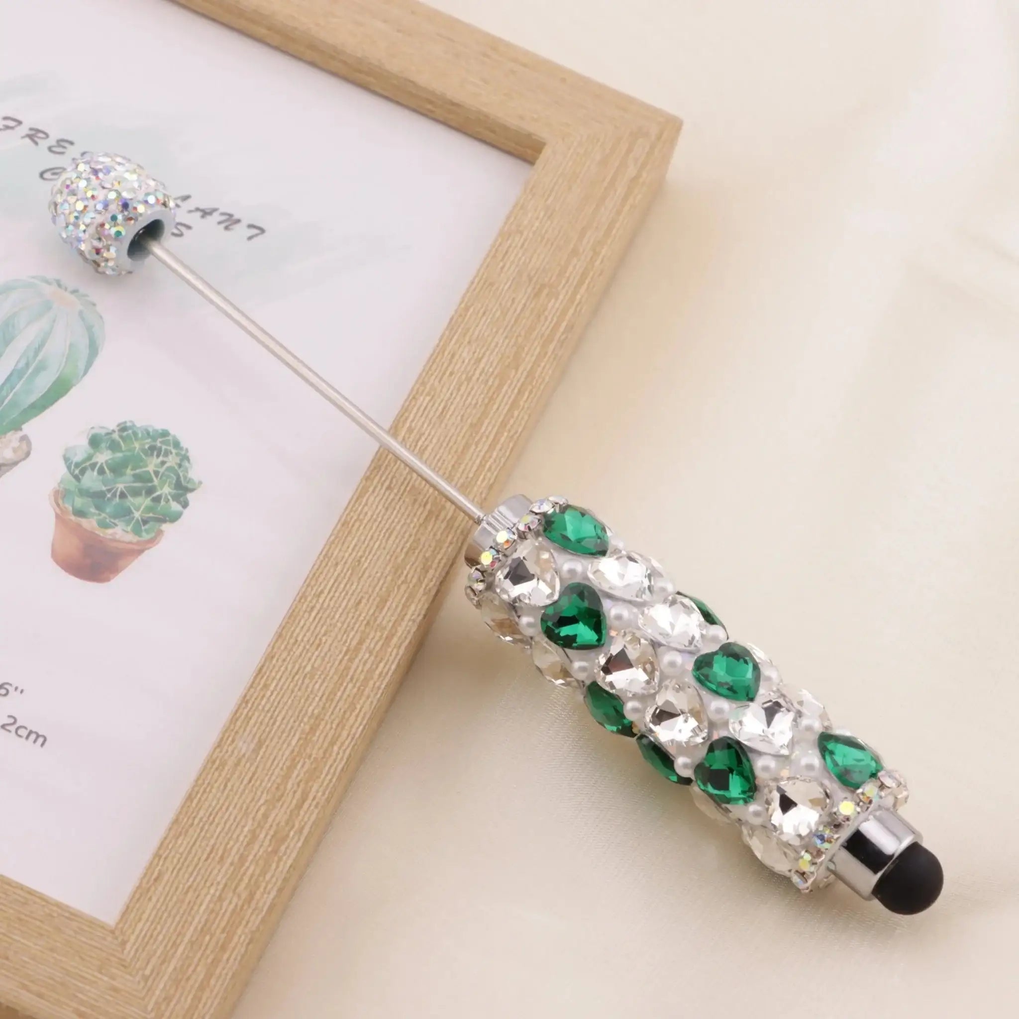 FS6396-Full Of Love Diamonds Beadable Stylus Pens Lovingly Heart - Shaped Diamond - Strung Bead Stylus Pens -Zoe DIY Wholesale