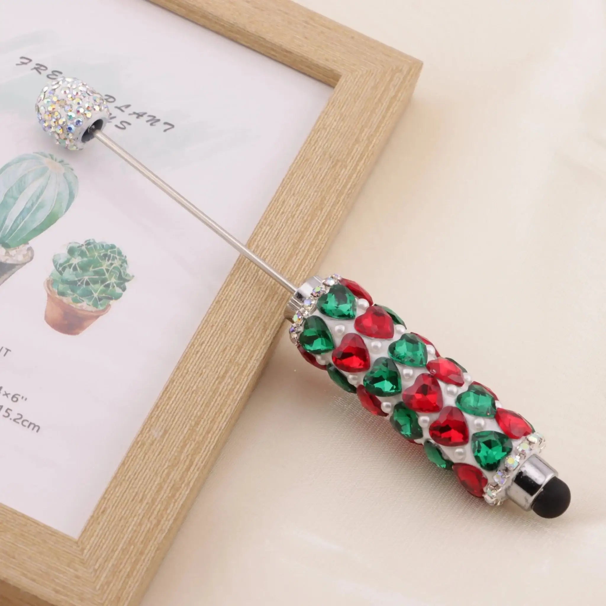 FS6396-Full Of Love Diamonds Beadable Stylus Pens Lovingly Heart - Shaped Diamond - Strung Bead Stylus Pens -Zoe DIY Wholesale