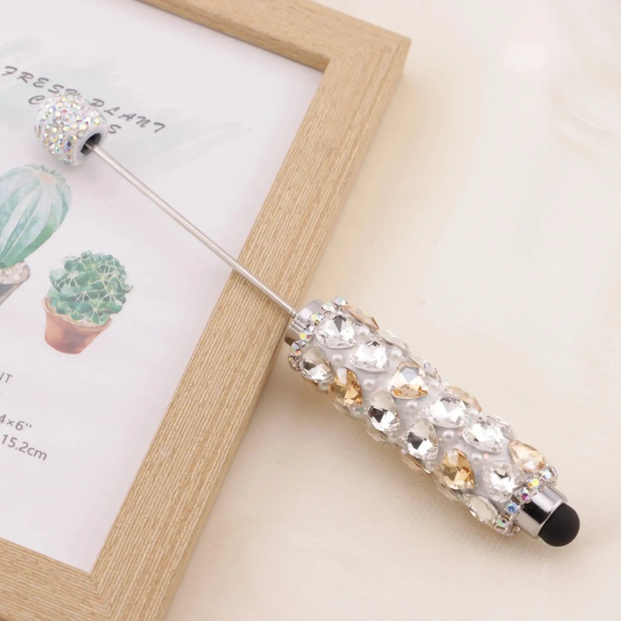 FS6396-Full Of Love Diamonds Beadable Stylus Pens Lovingly Heart - Shaped Diamond - Strung Bead Stylus Pens -Zoe DIY Wholesale