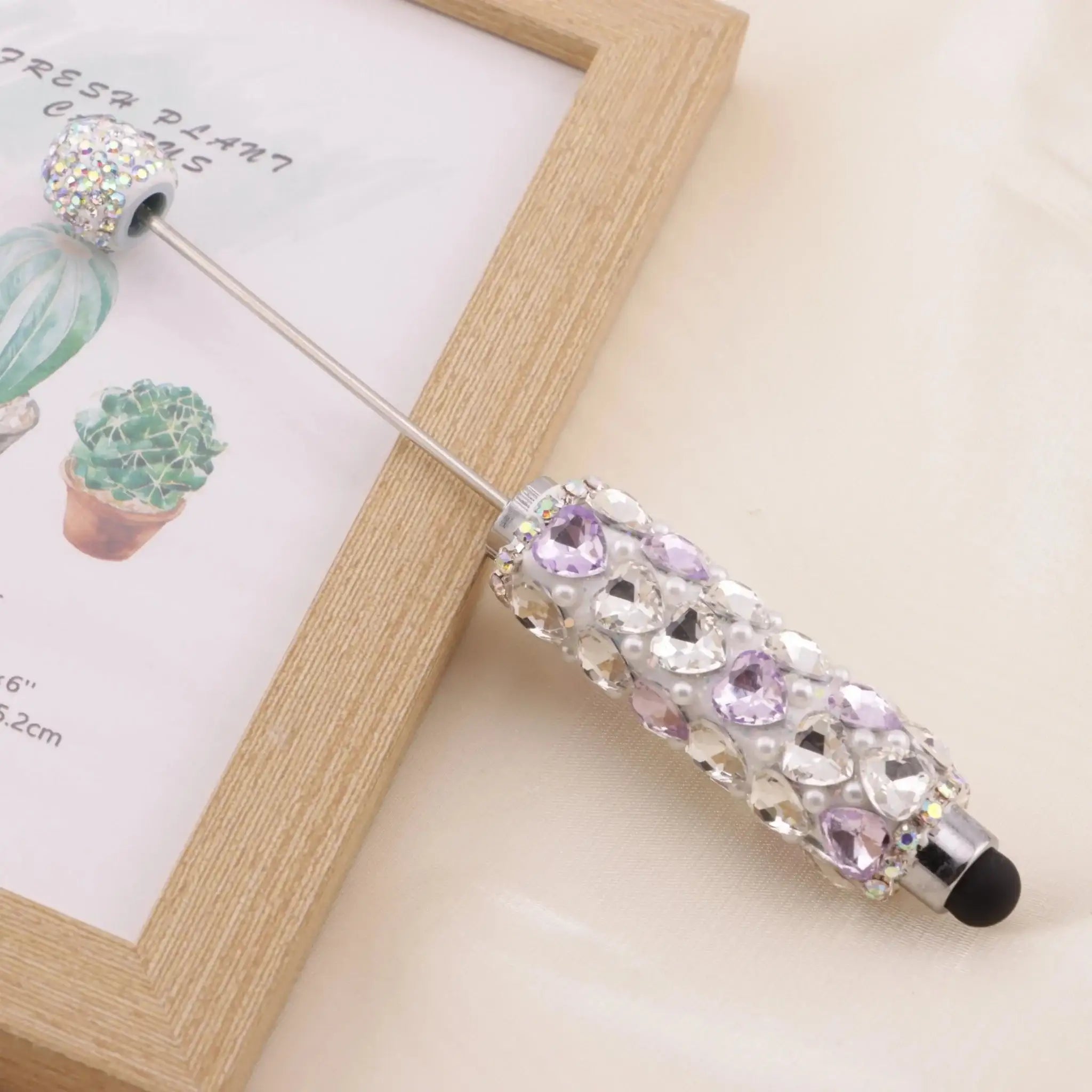 FS6396-Full Of Love Diamonds Beadable Stylus Pens Lovingly Heart - Shaped Diamond - Strung Bead Stylus Pens -Zoe DIY Wholesale