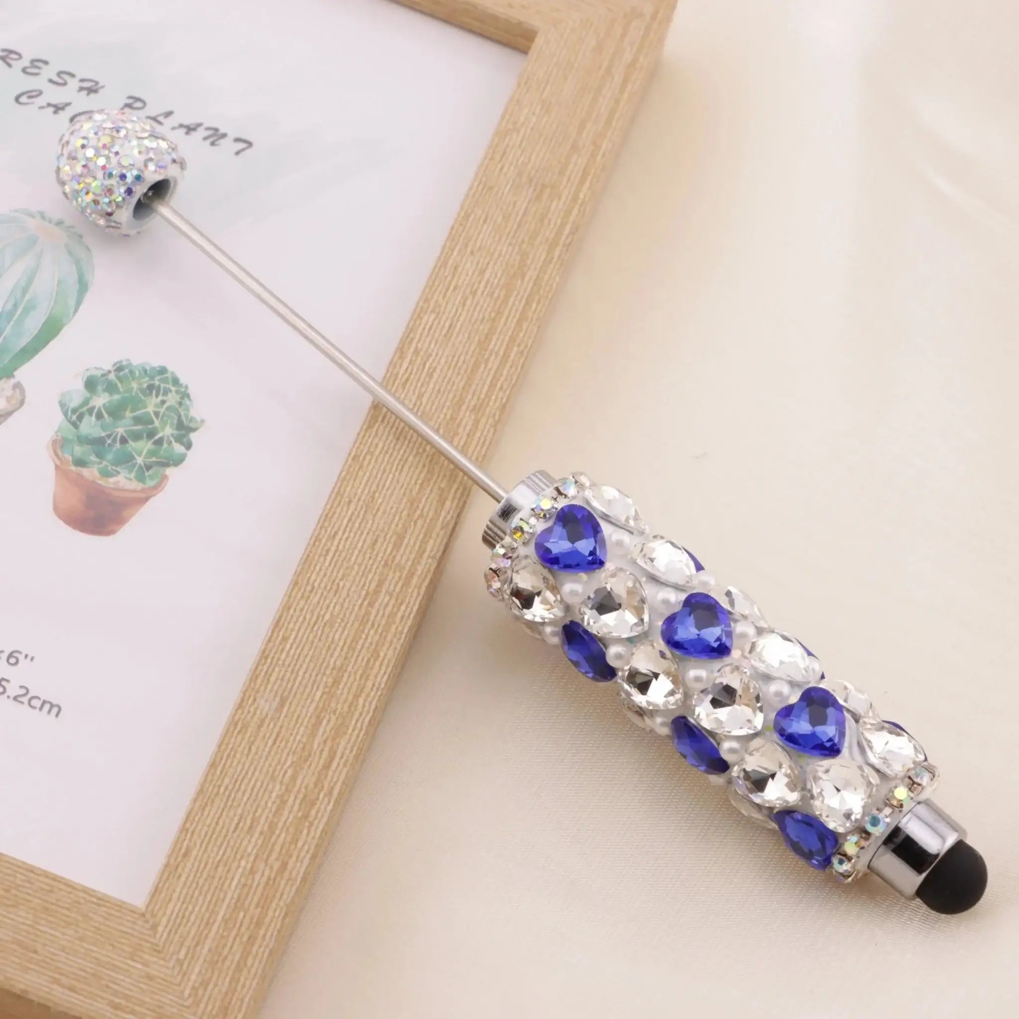 FS6396-Full Of Love Diamonds Beadable Stylus Pens Lovingly Heart - Shaped Diamond - Strung Bead Stylus Pens -Zoe DIY Wholesale
