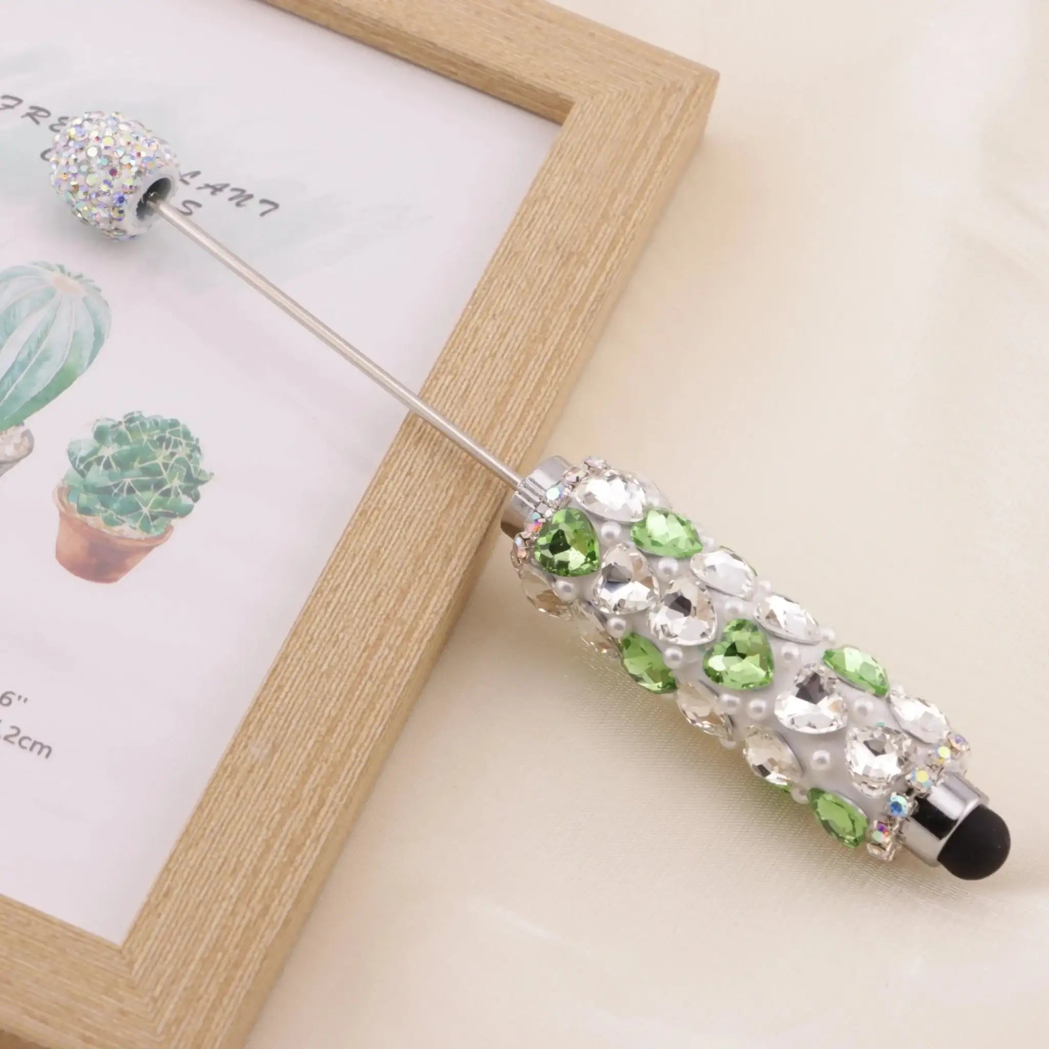 FS6396-Full Of Love Diamonds Beadable Stylus Pens Lovingly Heart - Shaped Diamond - Strung Bead Stylus Pens -Zoe DIY Wholesale
