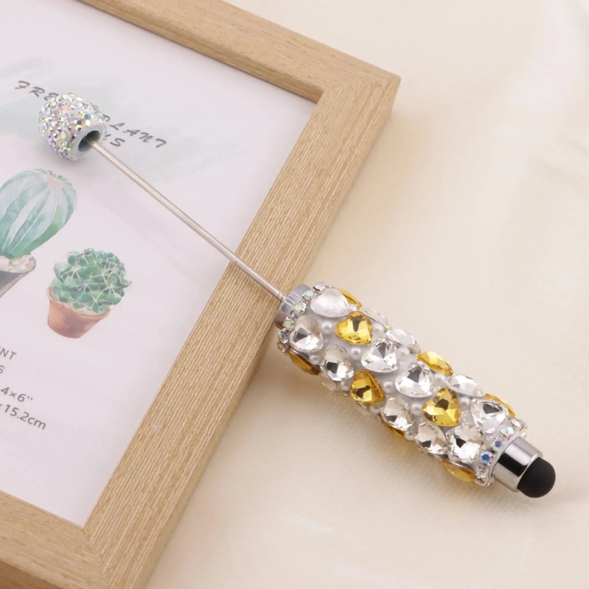 FS6396-Full Of Love Diamonds Beadable Stylus Pens Lovingly Heart - Shaped Diamond - Strung Bead Stylus Pens -Zoe DIY Wholesale