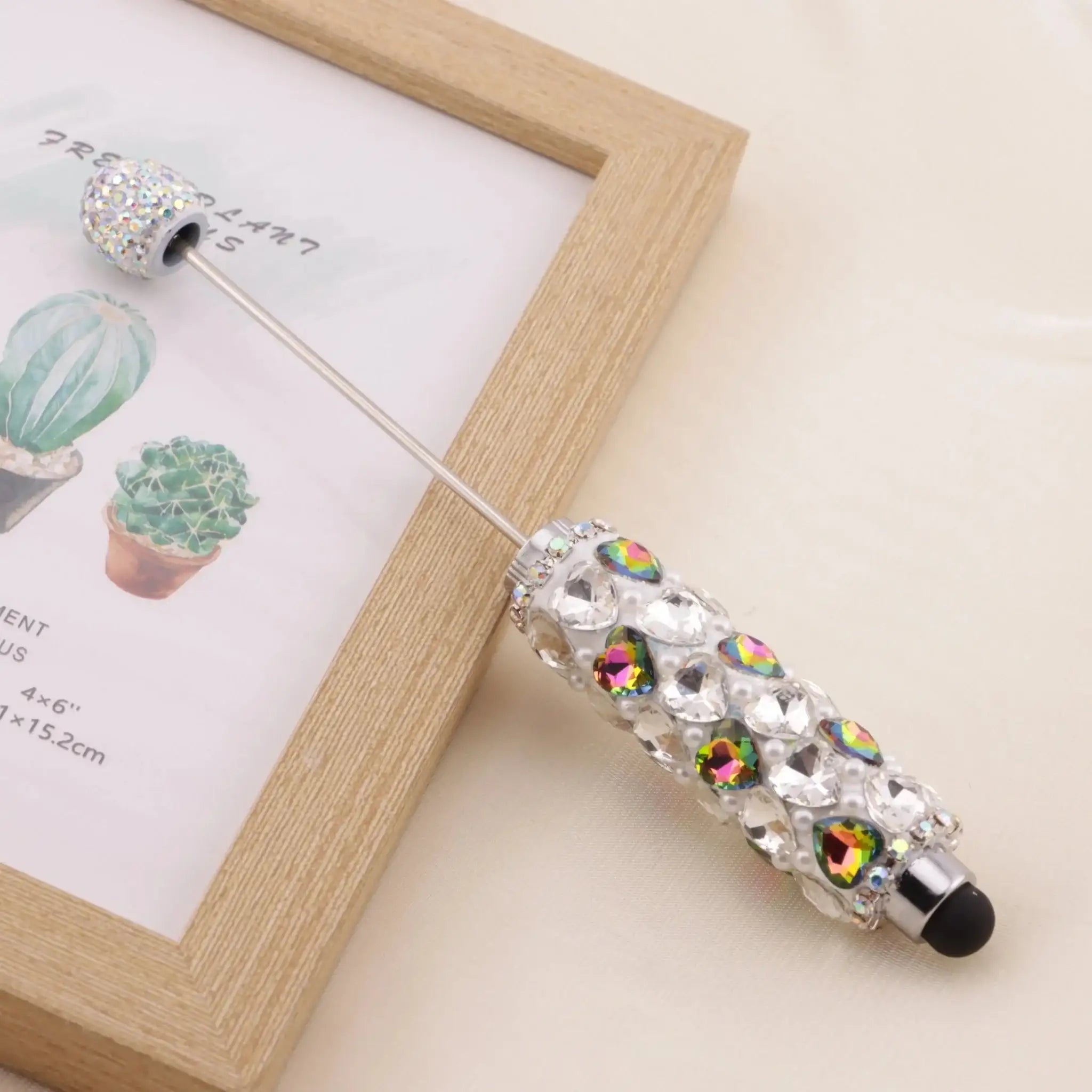 FS6396-Full Of Love Diamonds Beadable Stylus Pens Lovingly Heart - Shaped Diamond - Strung Bead Stylus Pens -Zoe DIY Wholesale