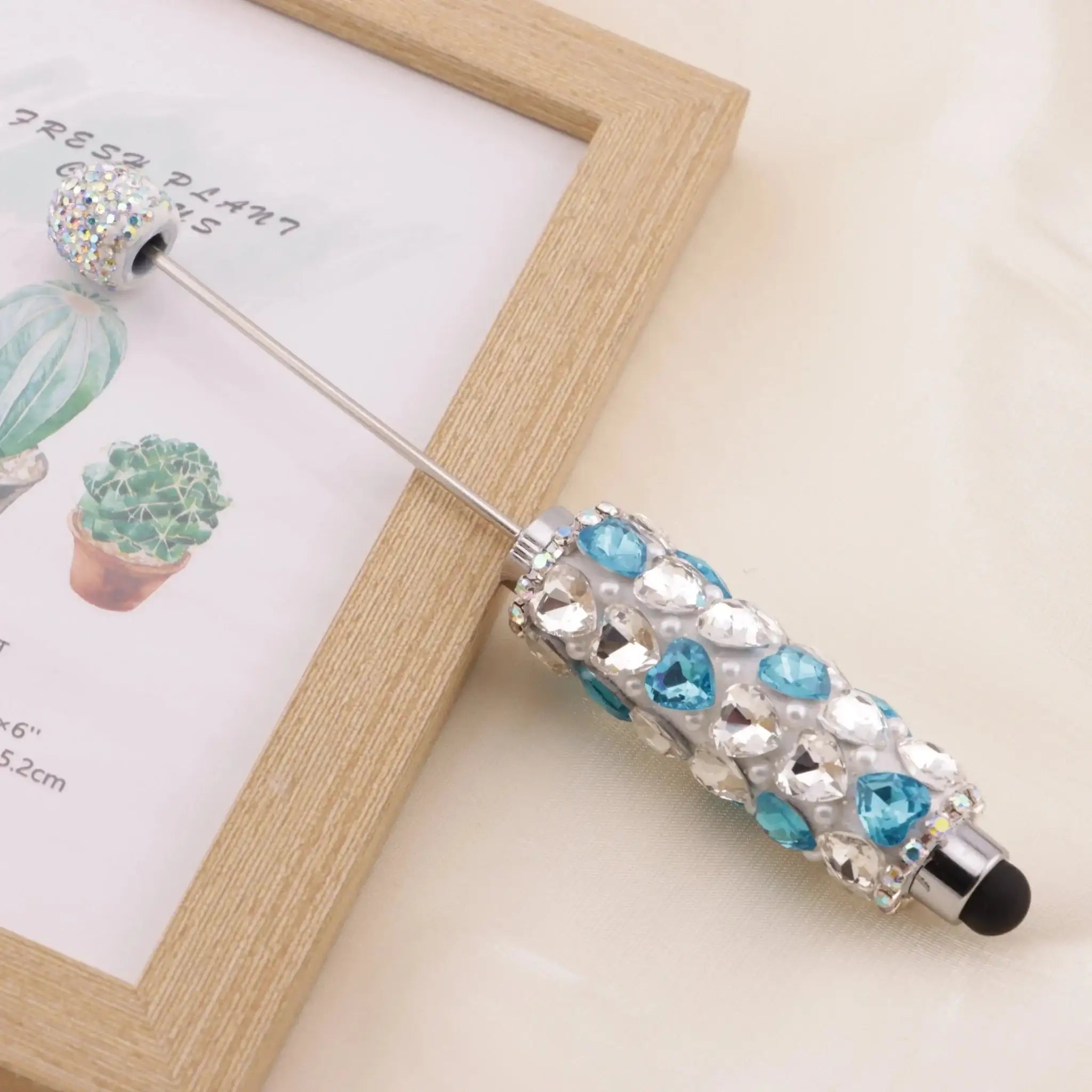 FS6396-Full Of Love Diamonds Beadable Stylus Pens Lovingly Heart - Shaped Diamond - Strung Bead Stylus Pens -Zoe DIY Wholesale