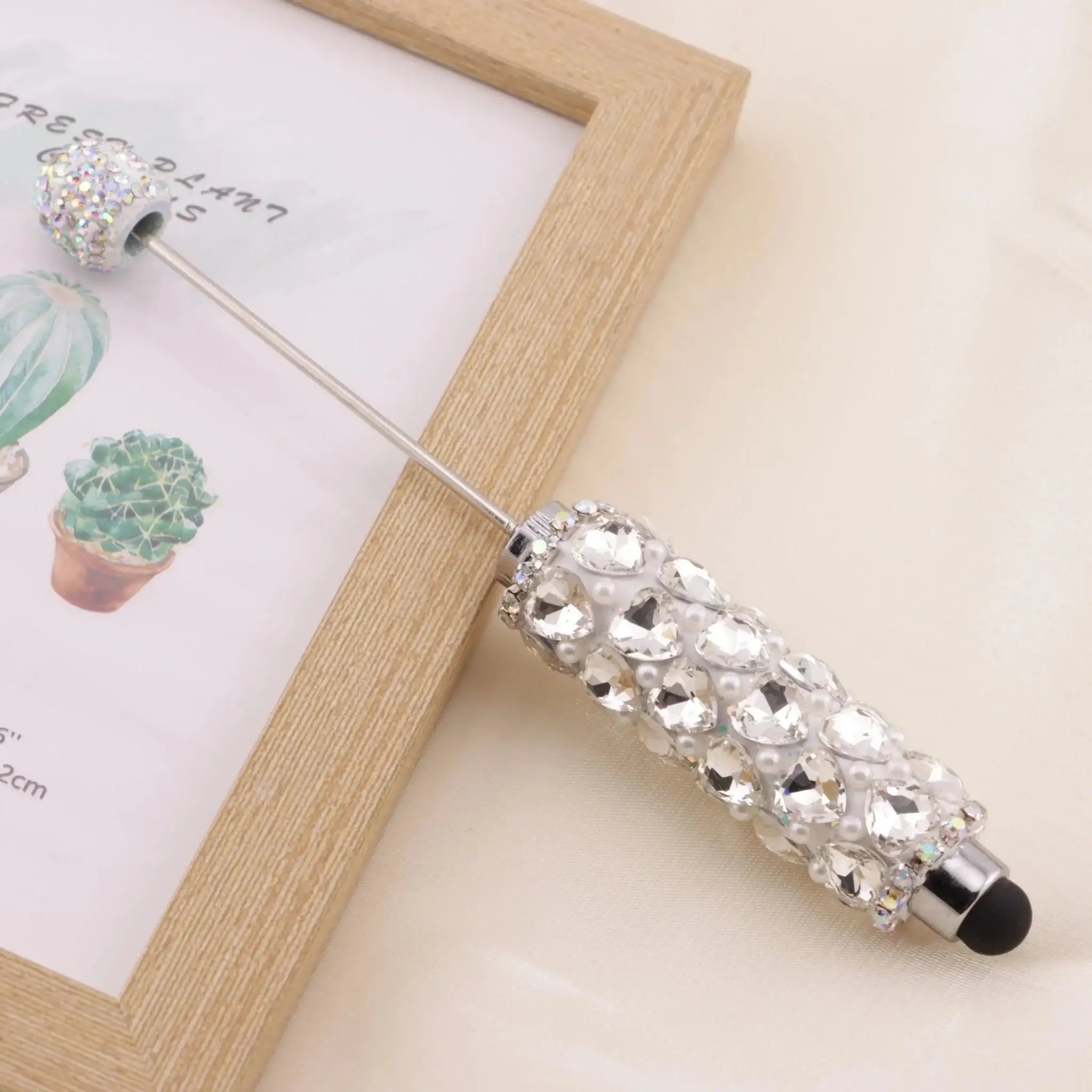FS6396-Full Of Love Diamonds Beadable Stylus Pens Lovingly Heart - Shaped Diamond - Strung Bead Stylus Pens -Zoe DIY Wholesale