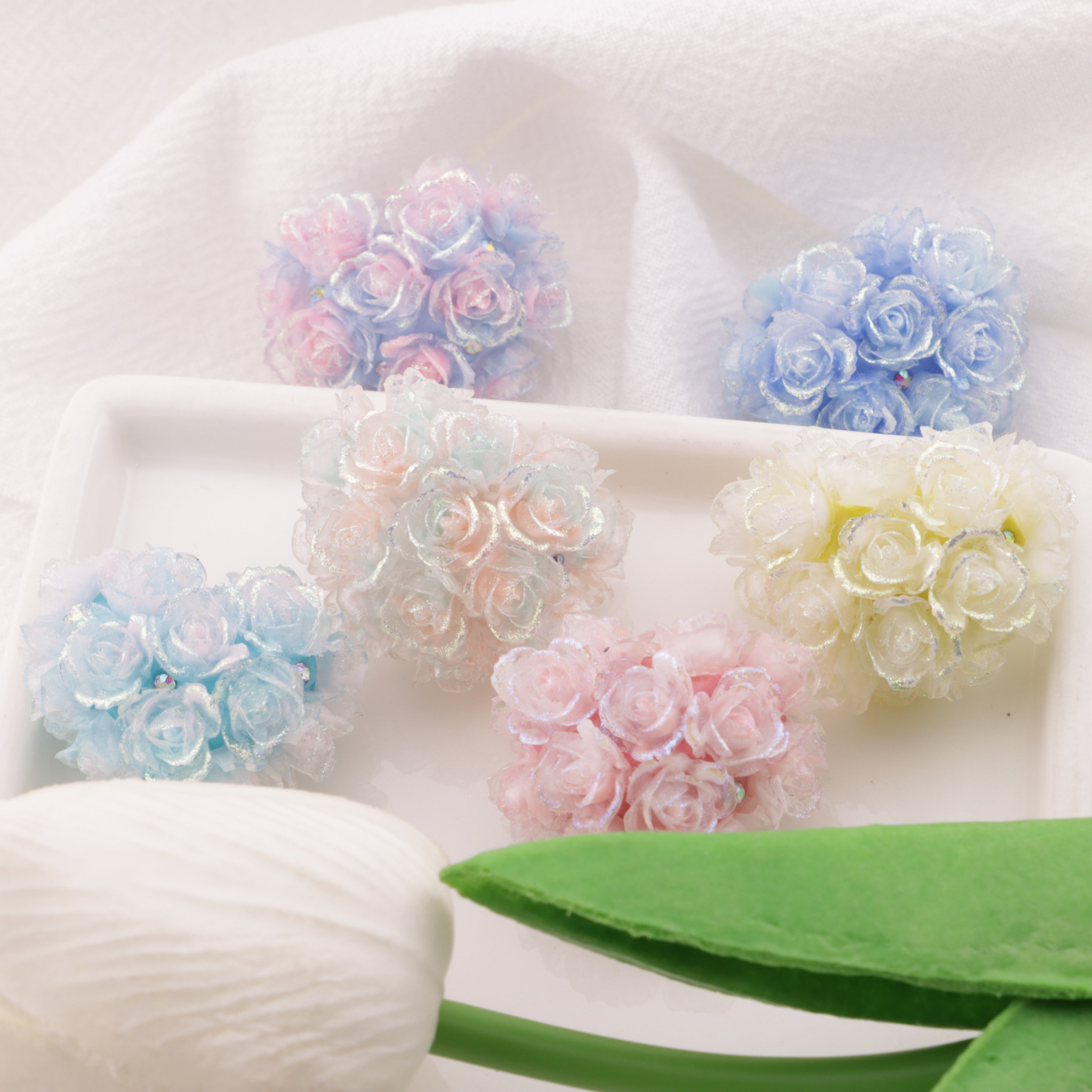FS6397- 30×24mm Style A Luminous Full Soft Flower Heart Beads A Style Luminous Full Soft Flower Heart Clay Beads Fit For Pen Zoe's DIY Shop