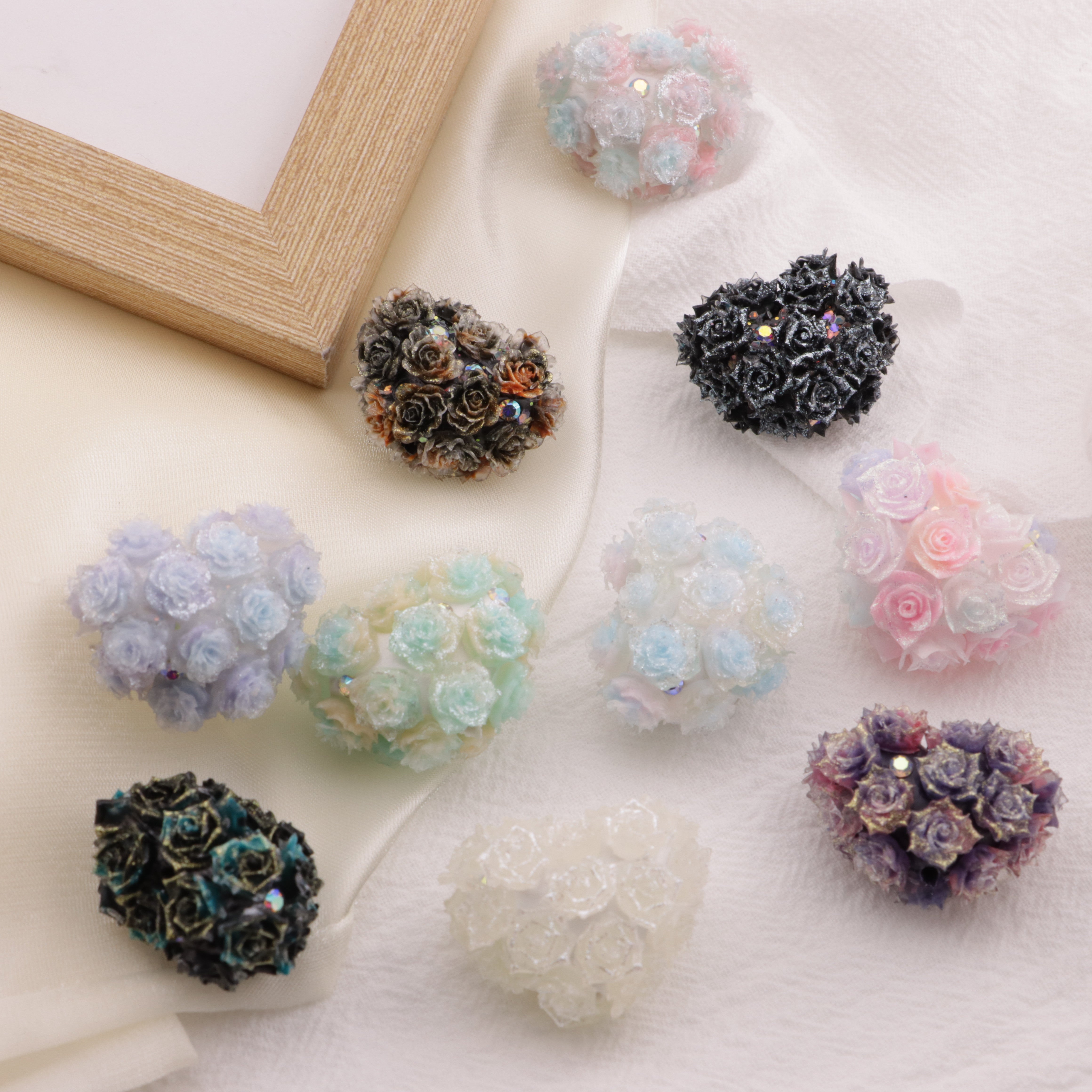 FS6398- 30×22Mm Type B Luminous Full Soft Flower Heart Beads B Style Luminous Full Soft Flower Heart Shaped Clay Beads Fit For Pen Zoe's DIY Shop