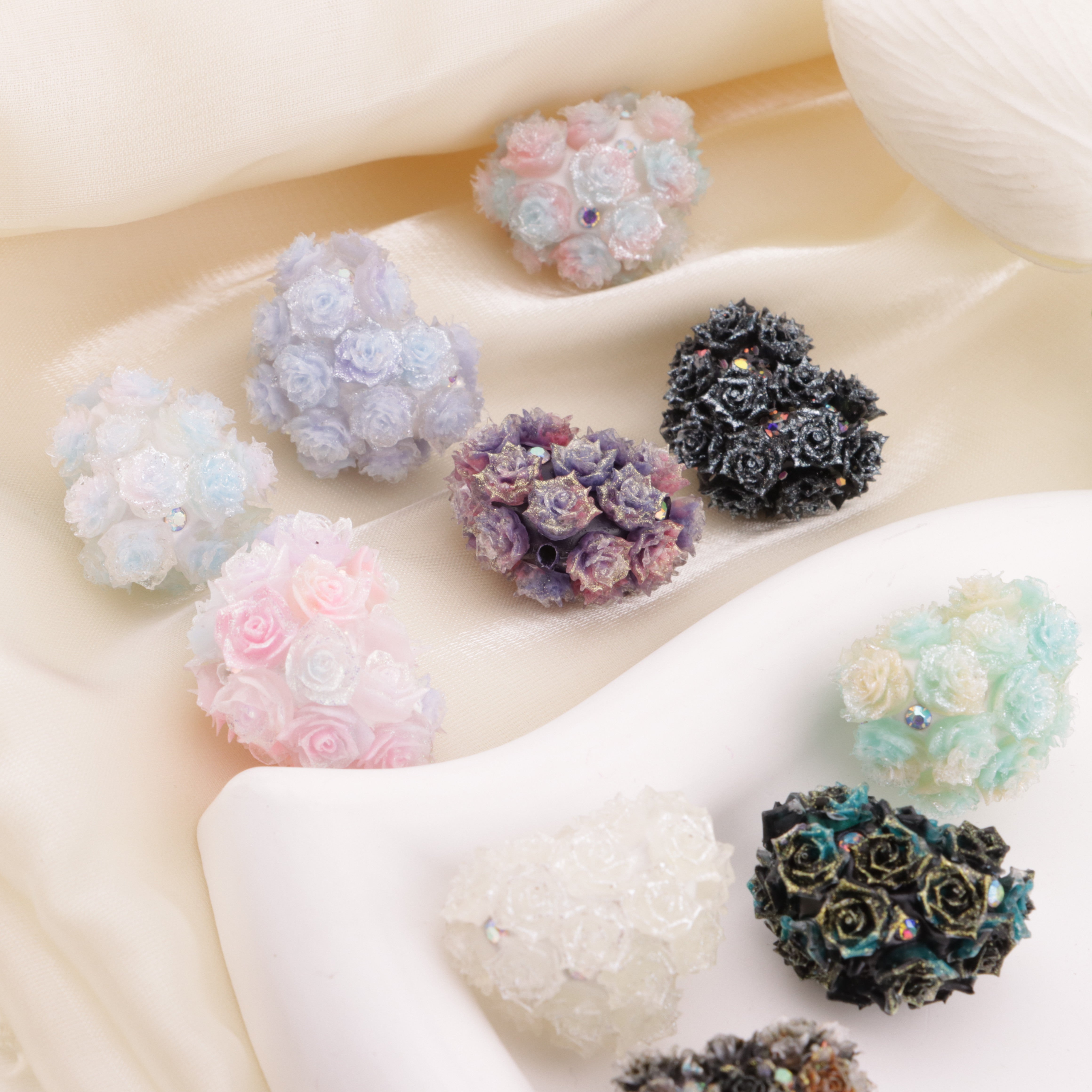 FS6398- 30×22Mm Type B Luminous Full Soft Flower Heart Beads B Style Luminous Full Soft Flower Heart Shaped Clay Beads Fit For Pen Zoe's DIY Shop