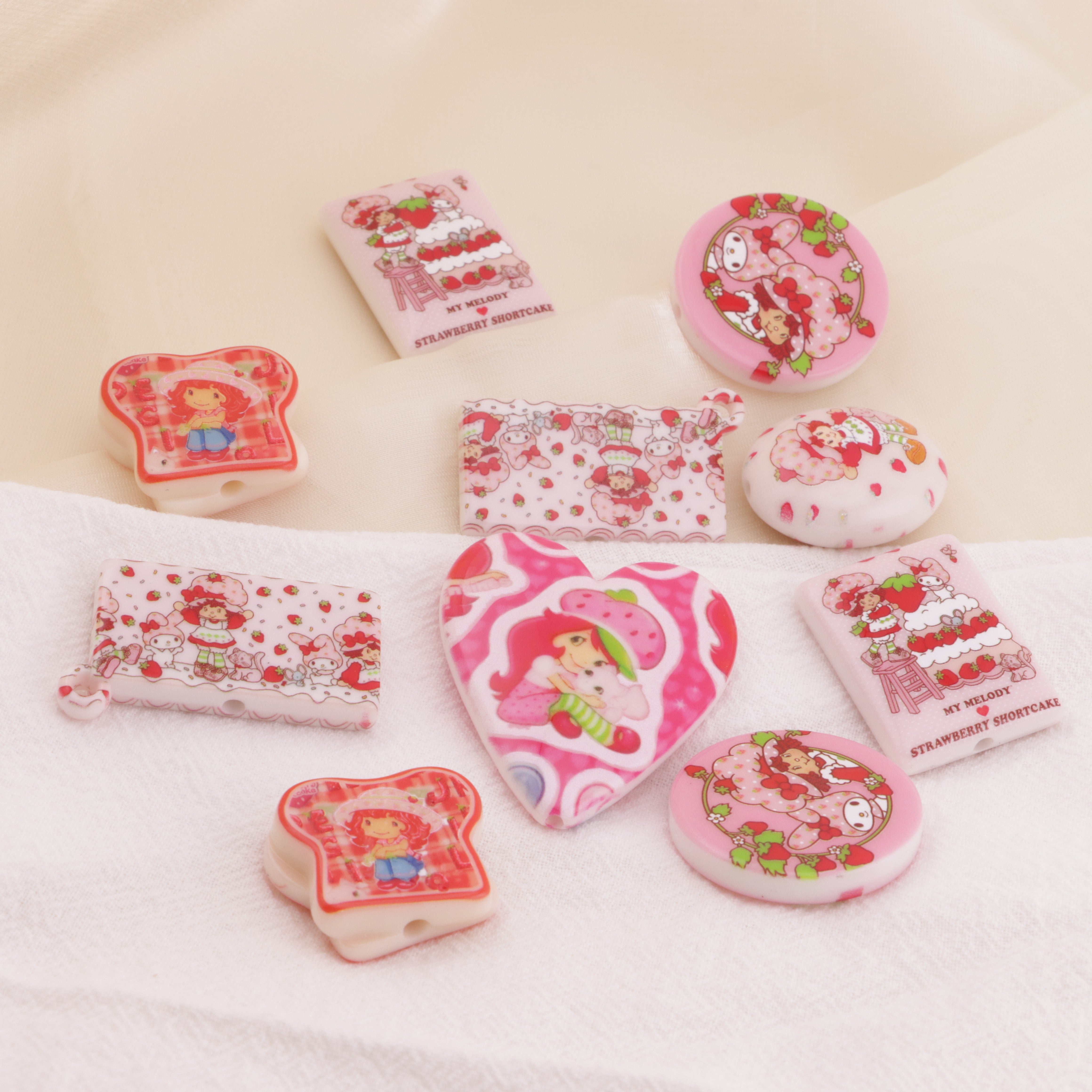 FS6401- Mixed Styles Of Strawberry Girl And Melody Beads And Patches Zoe's DIY Shop