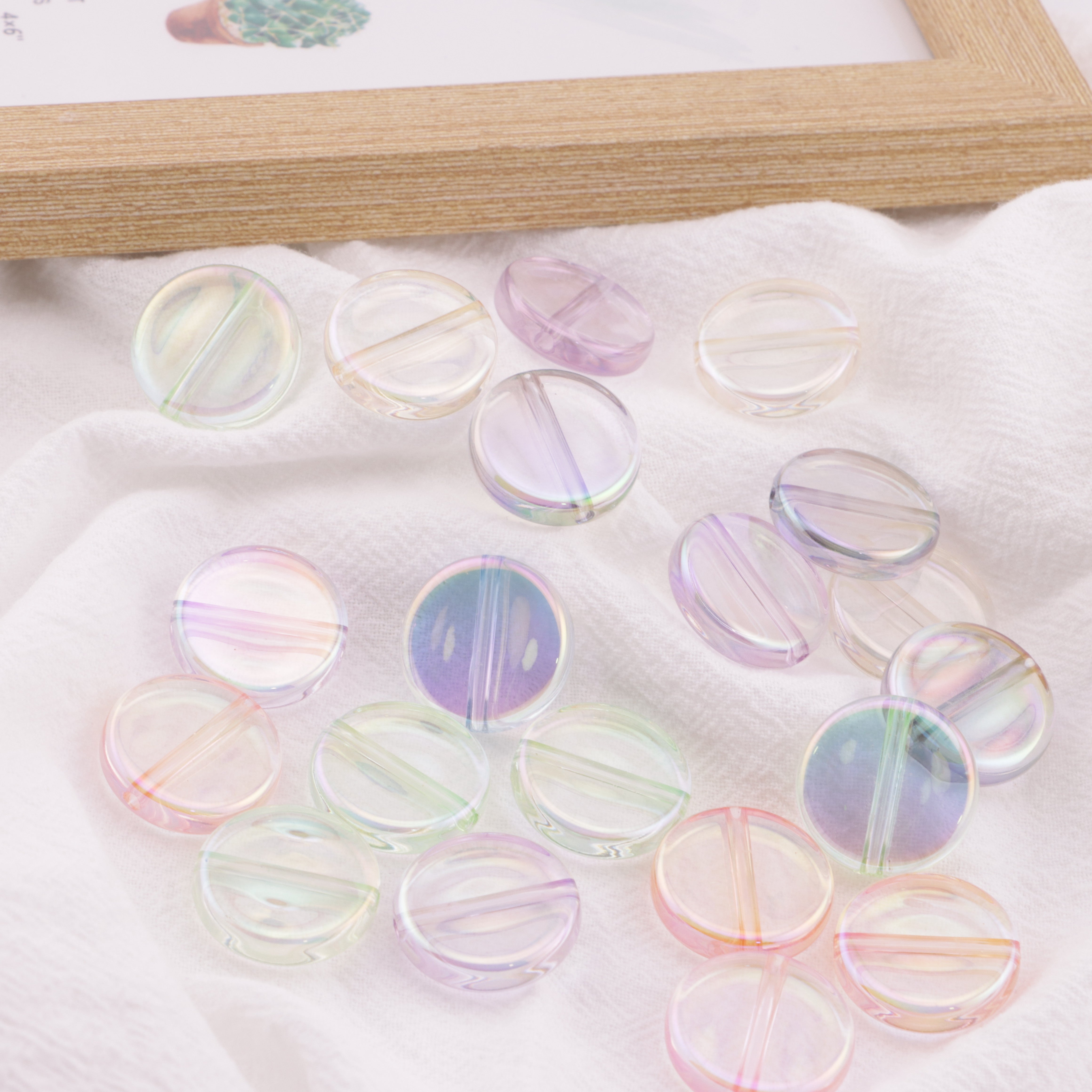 FS6407- 20Mm Clear Uv Round Plate Beads Colored - Plated Transparent Round Plate Beads Zoe's DIY Shop