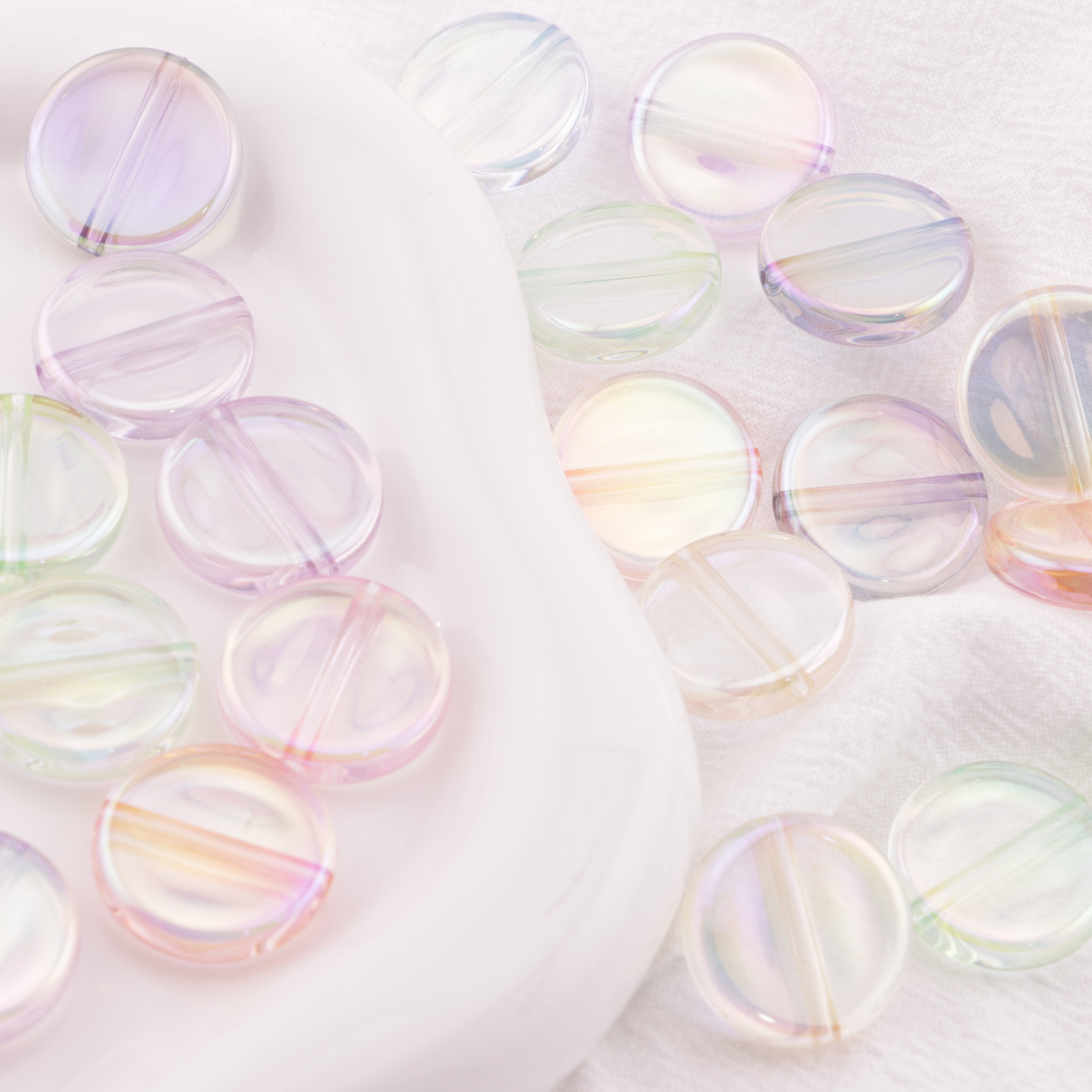 FS6407- 20Mm Clear Uv Round Plate Beads Colored - Plated Transparent Round Plate Beads Zoe's DIY Shop