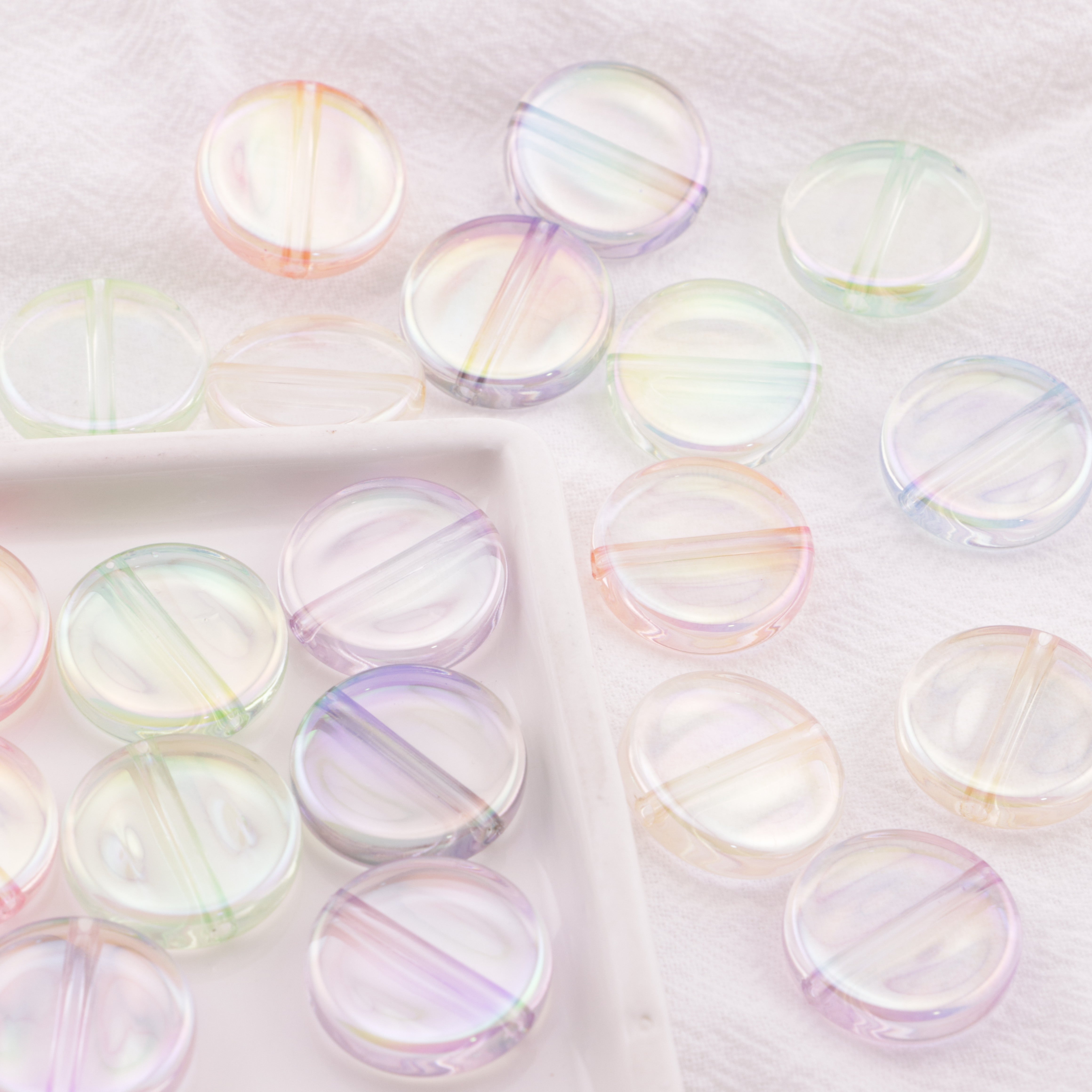 FS6407- 20Mm Clear Uv Round Plate Beads Colored - Plated Transparent Round Plate Beads Zoe's DIY Shop