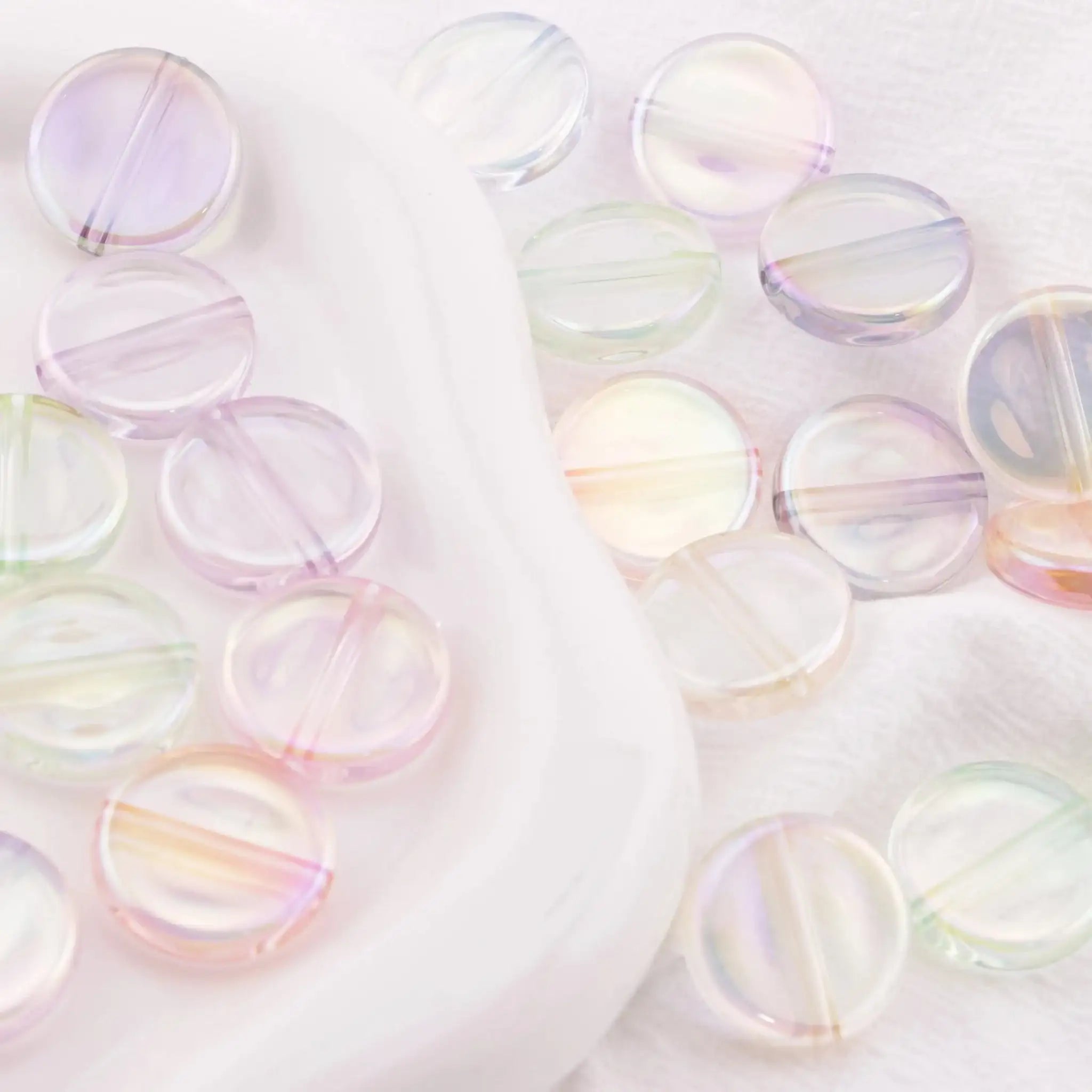 FS6407-20Mm Clear Uv Round Plate Beads Colored - Plated Transparent Round Plate Beads -Zoe DIY Wholesale