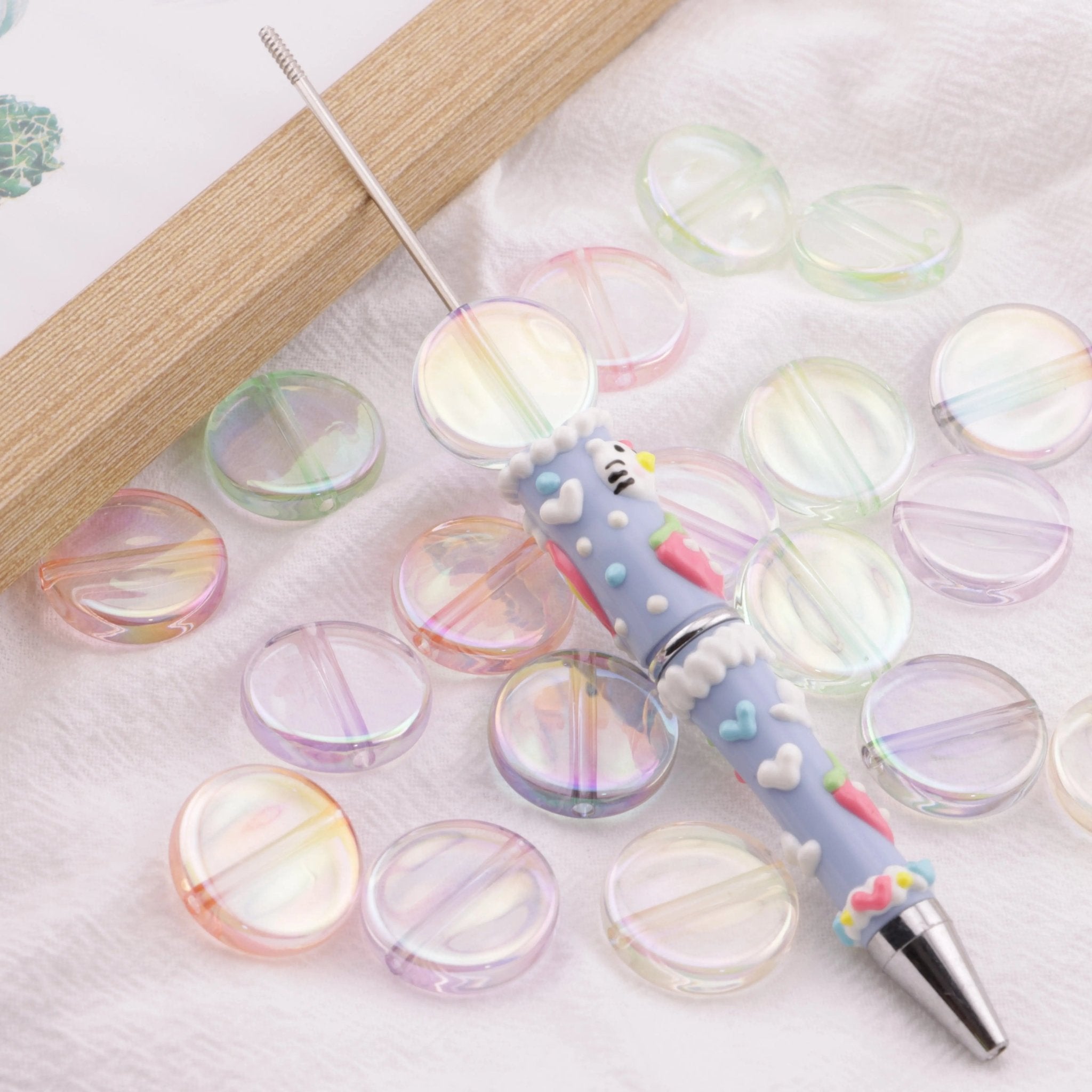 FS6407-20Mm Clear Uv Round Plate Beads Colored - Plated Transparent Round Plate Beads -Zoe DIY Wholesale