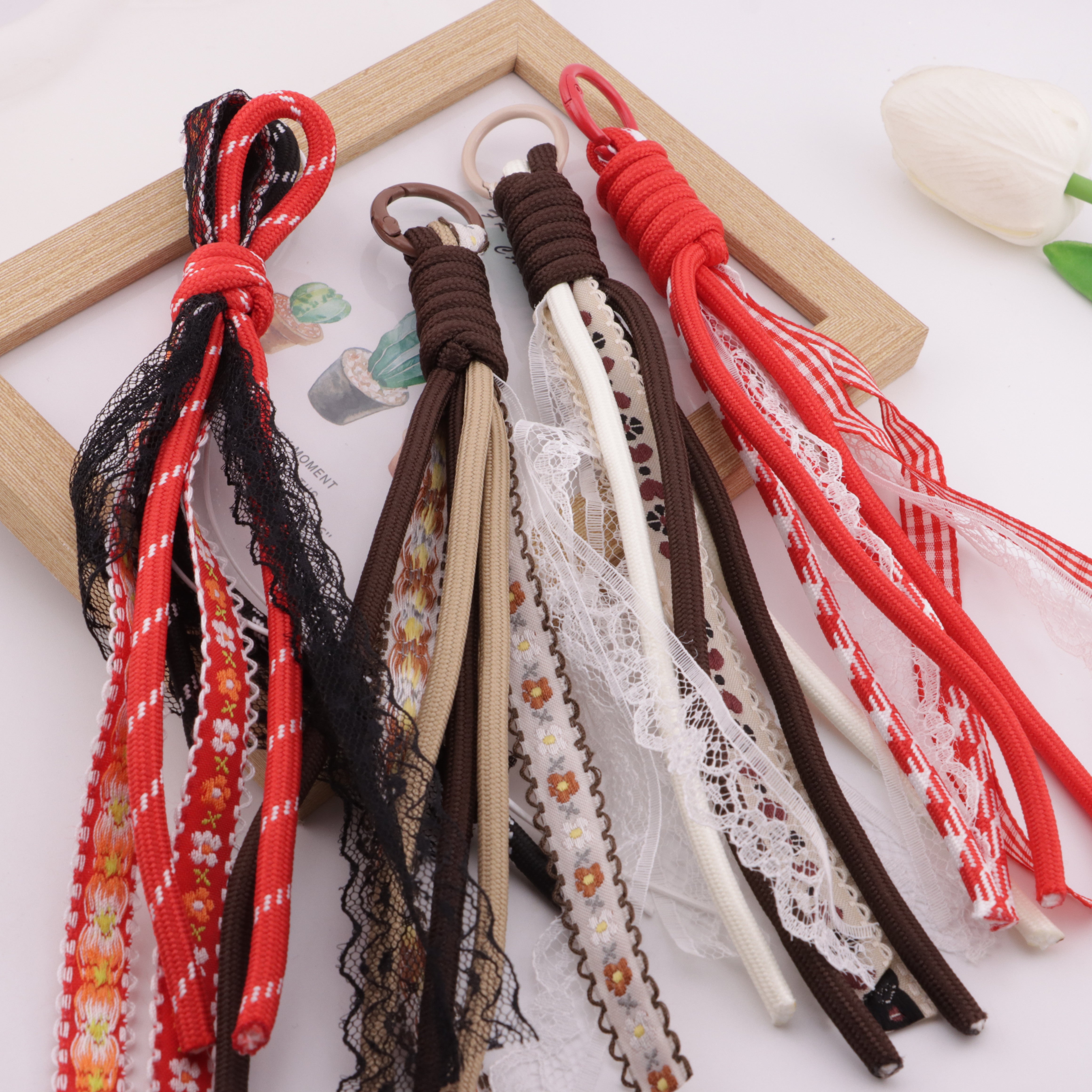 FS6409- B Lace Rope Braided Keychain B Lace Rope Braided Keychain Pendant Zoe's DIY Shop
