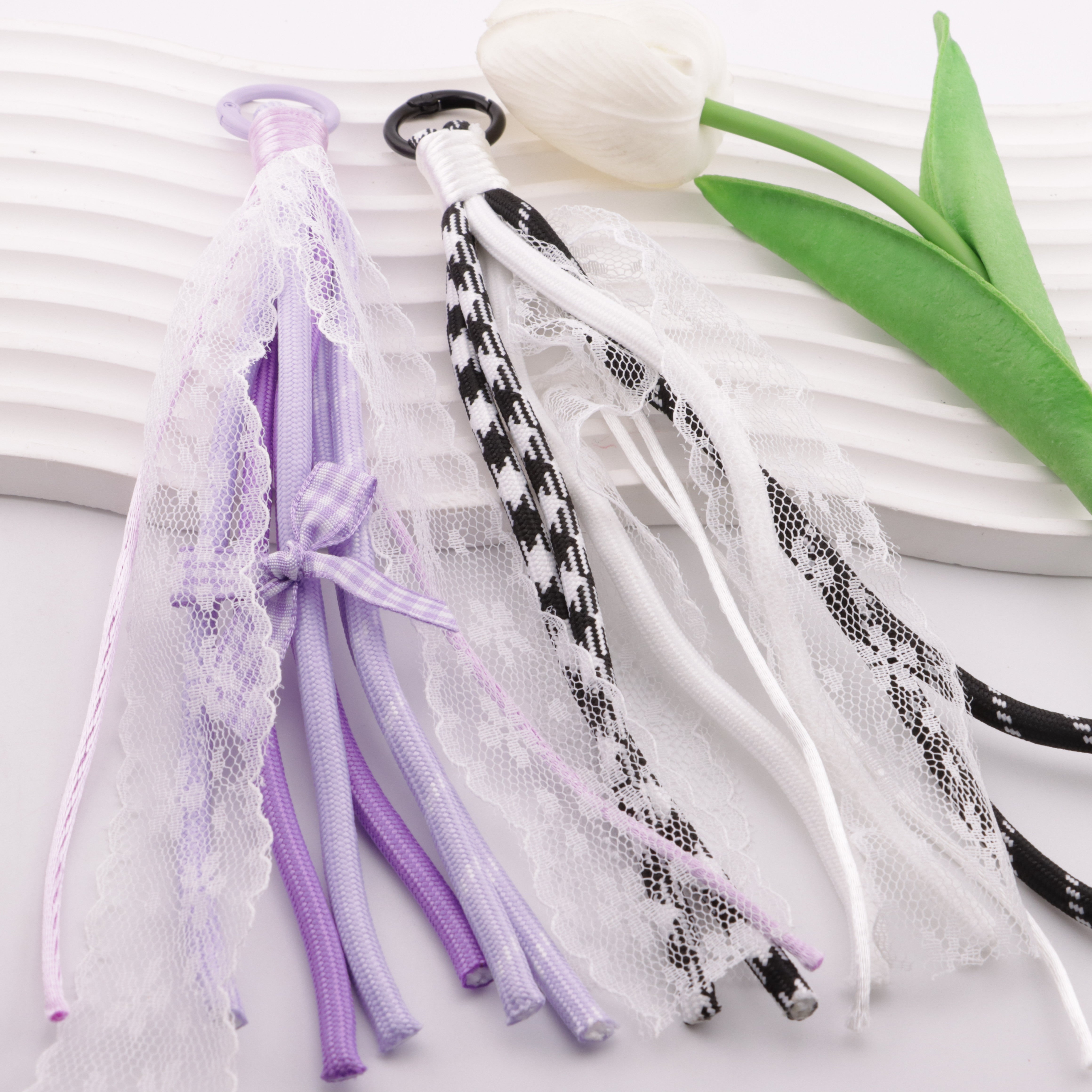 FS6410- C Lace Rope Braided Keychain C Lace Rope Braided Keychain Pendant Zoe's DIY Shop