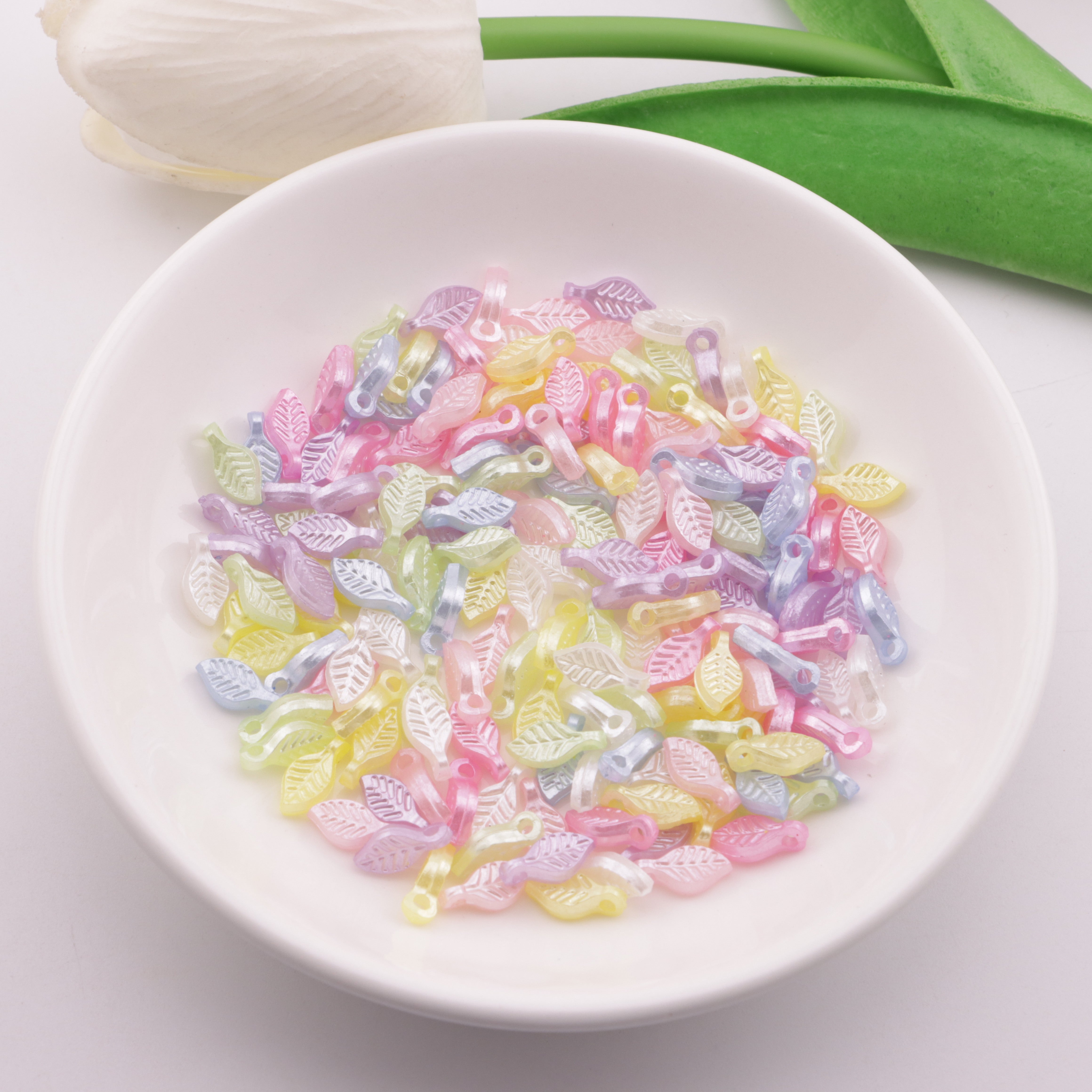 FS6458- Approximately 5×10mm Imitation Pearl Leaf Hanging Hole Zoe's DIY Shop