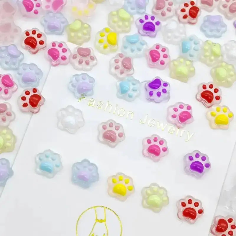 FS6459-About 10mm dual color luminous cat paw nail patch -Zoe DIY Wholesale