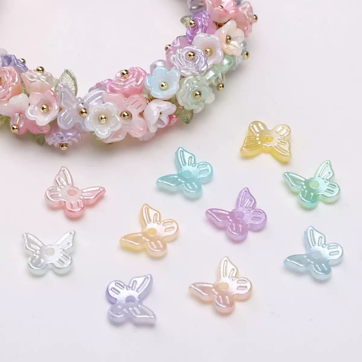 FS6471- Approximately 10×11mm Pearl Looking Butterfly With Hole Acrylic Beads Zoe's DIY Shop