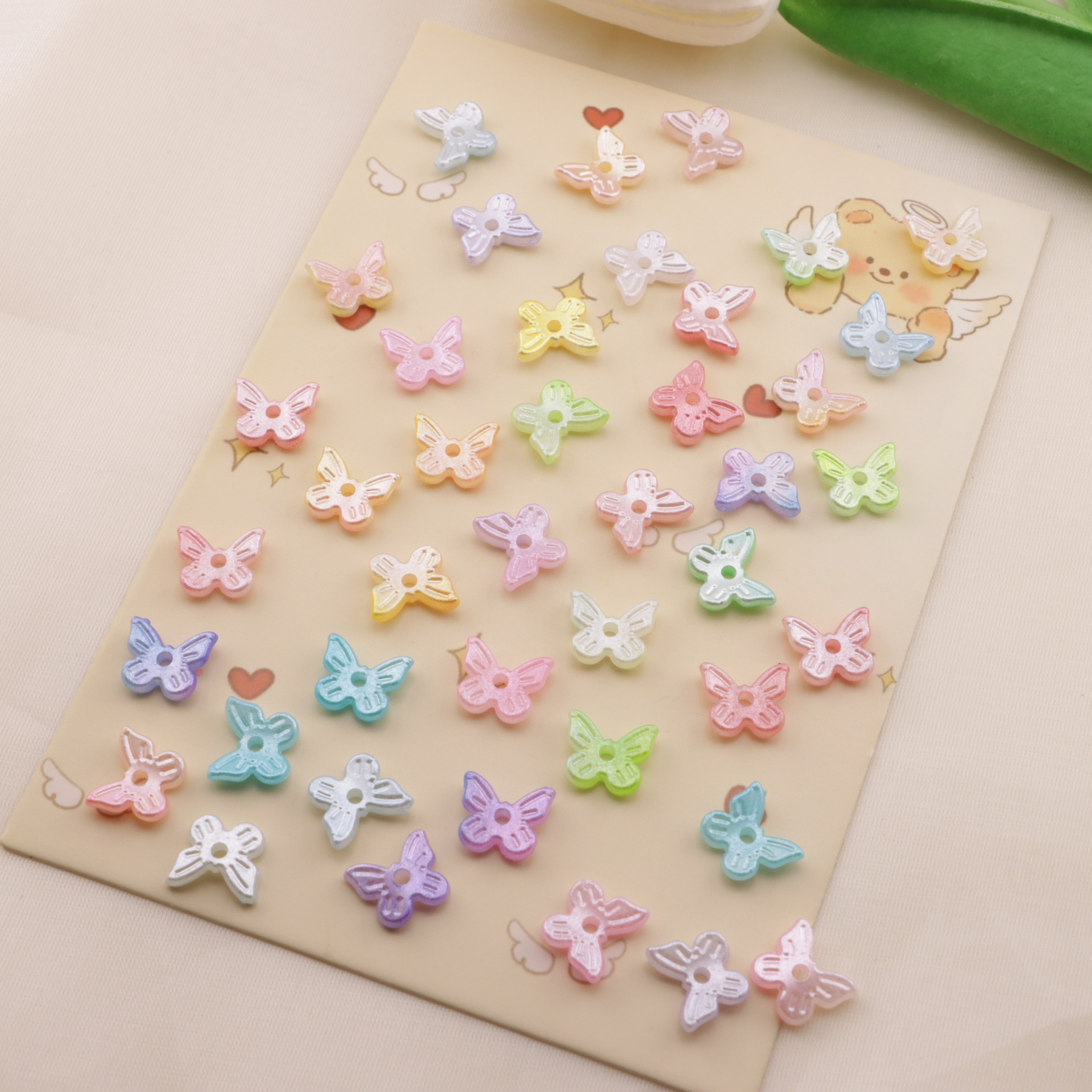 FS6471- Approximately 10×11mm Pearl Looking Butterfly With Hole Acrylic Beads Zoe's DIY Shop