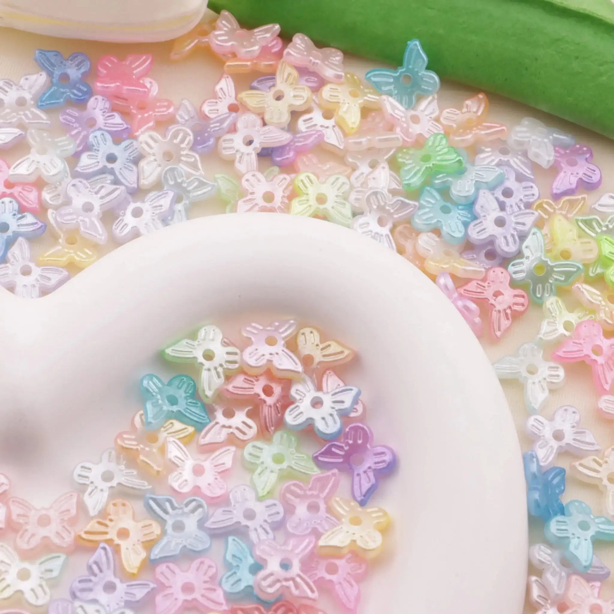 FS6471-Approximately 10×11mm Pearl Looking Butterfly With Hole Acrylic Beads -Zoe DIY Wholesale