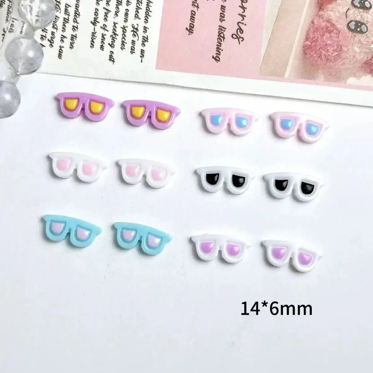 FS6472-Approximately 14×6mm Luminous Sunglasses Nail Charms -Zoe DIY Wholesale