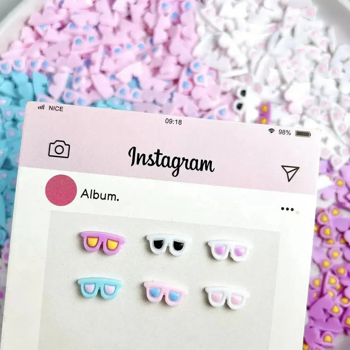 FS6472-Approximately 14×6mm Luminous Sunglasses Nail Charms -Zoe DIY Wholesale