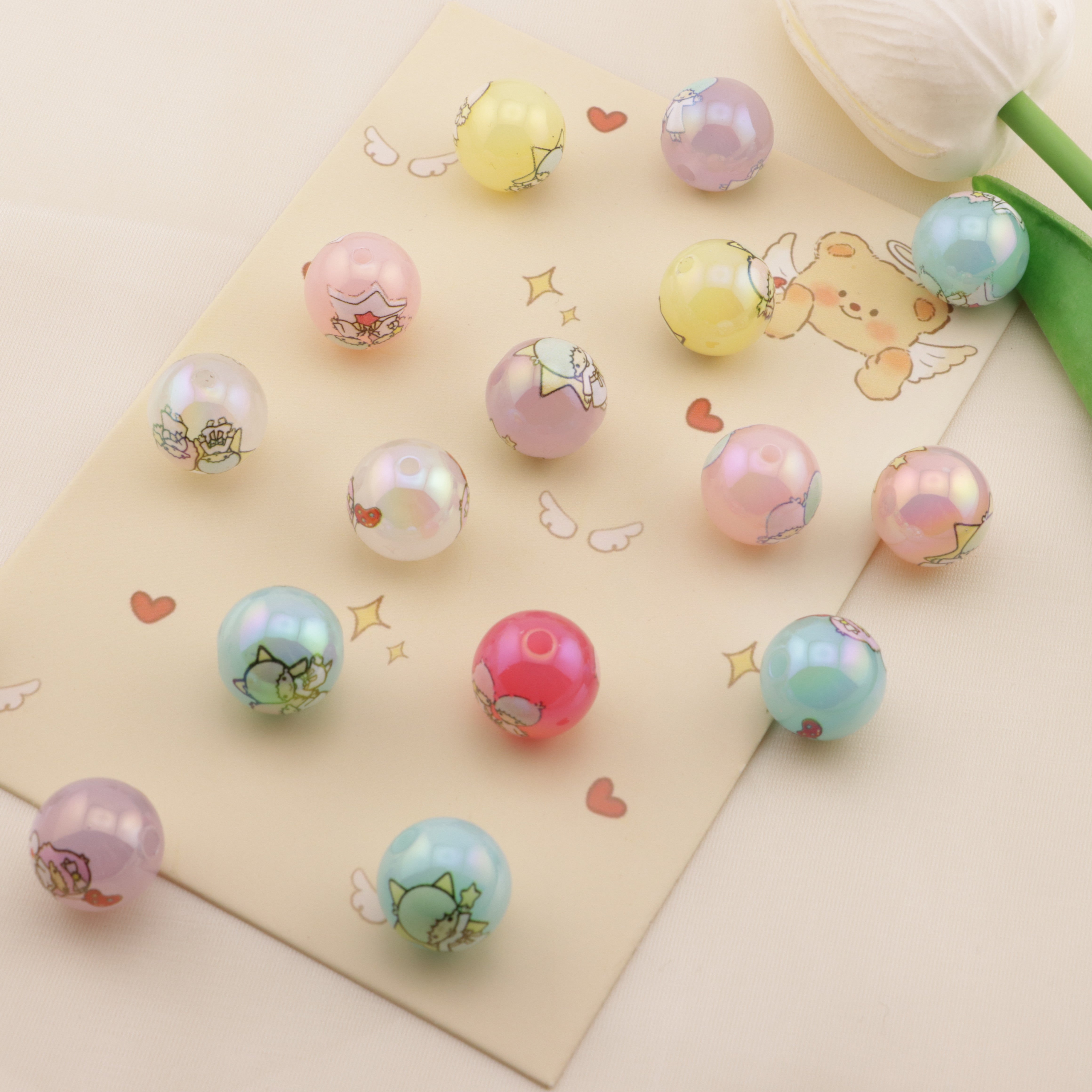 FS6497- 16mm Random Mixed Jelly Color Twin Star Printed Acrylic Beads Zoe's DIY Shop