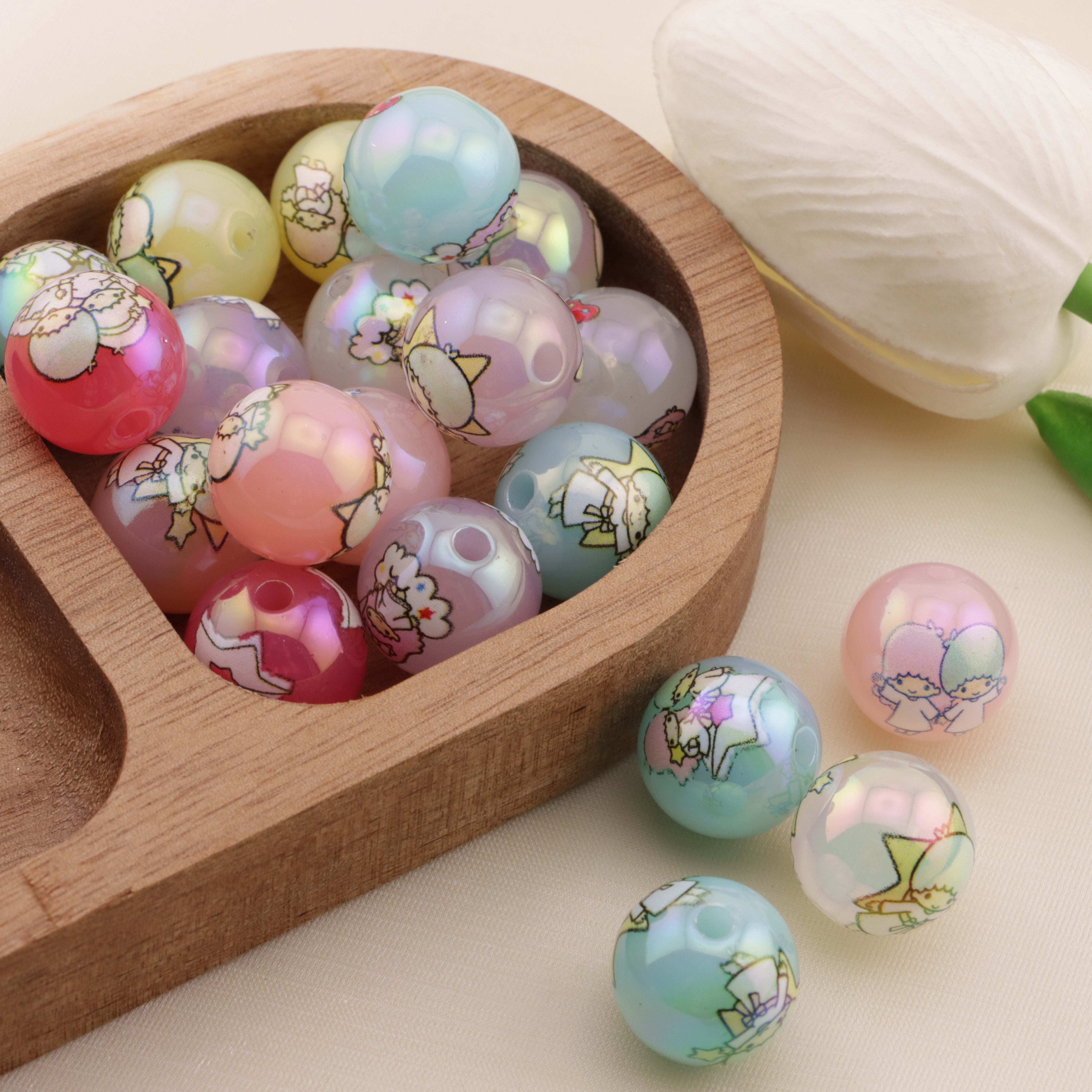 FS6497- 16mm Random Mixed Jelly Color Twin Star Printed Acrylic Beads Zoe's DIY Shop