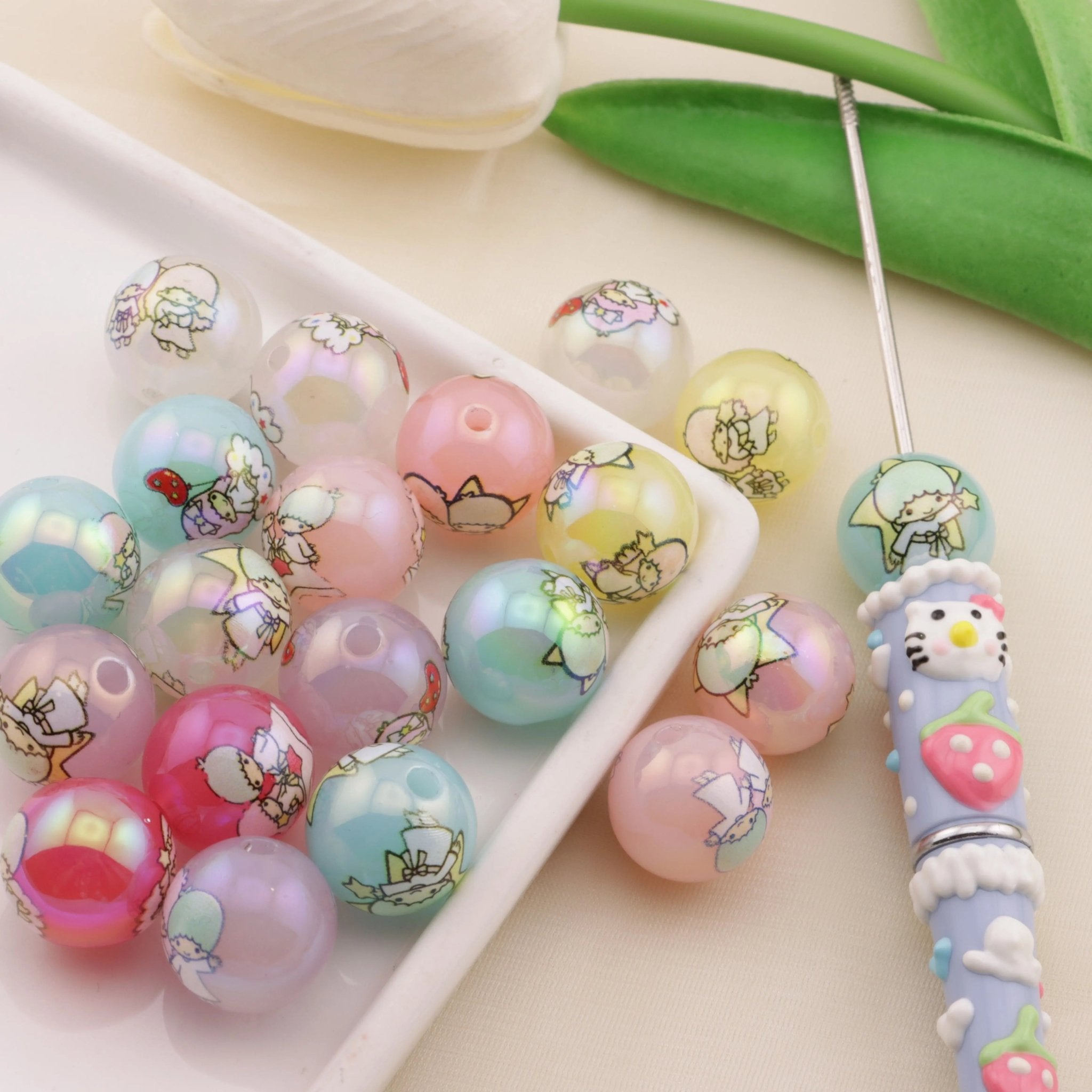 FS6497-16mm Random Mixed Jelly Color Twin Star Printed Acrylic Beads -Zoe DIY Wholesale