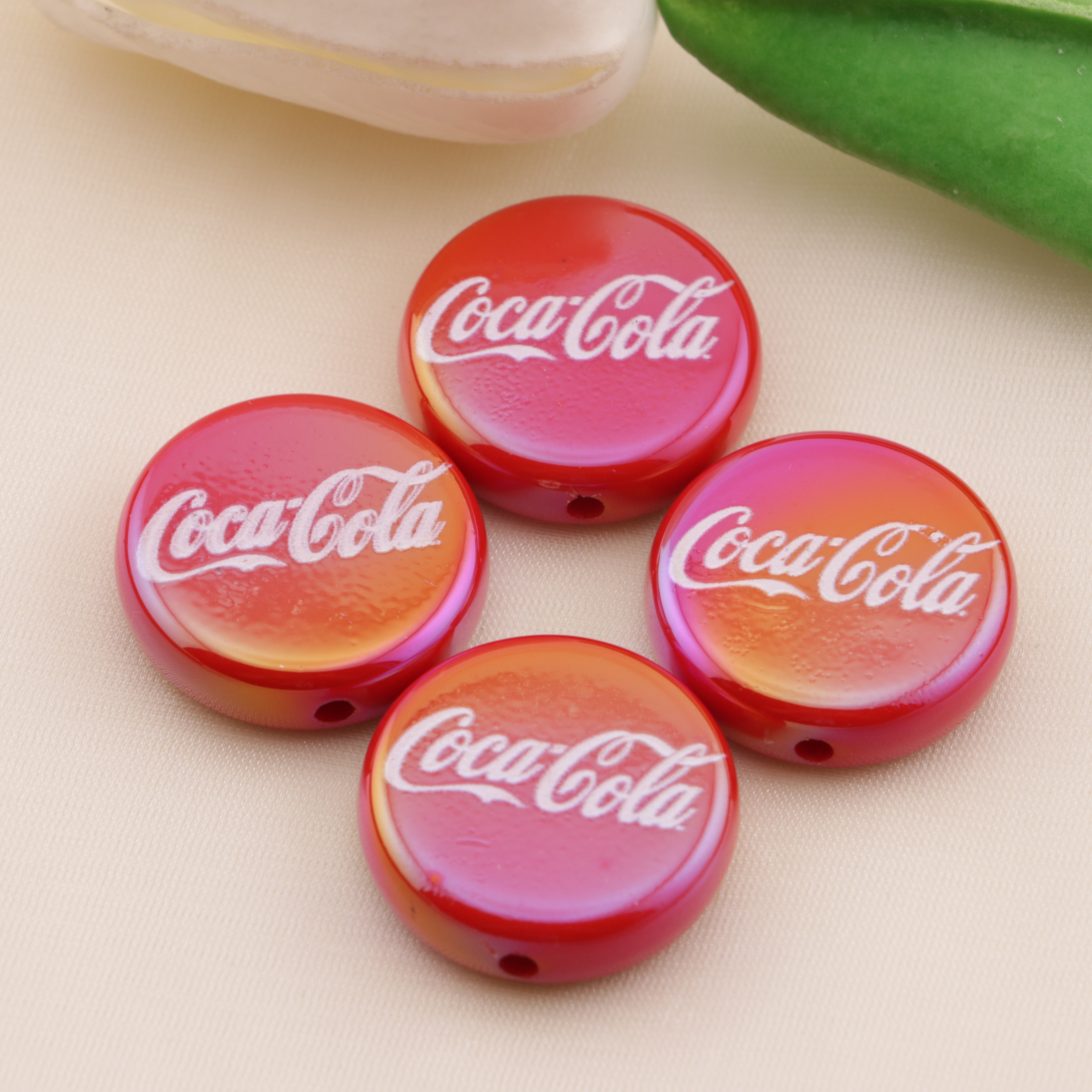 FS6498- 20mm Coca-Cola Printed Round Plate Beads Zoe's DIY Shop