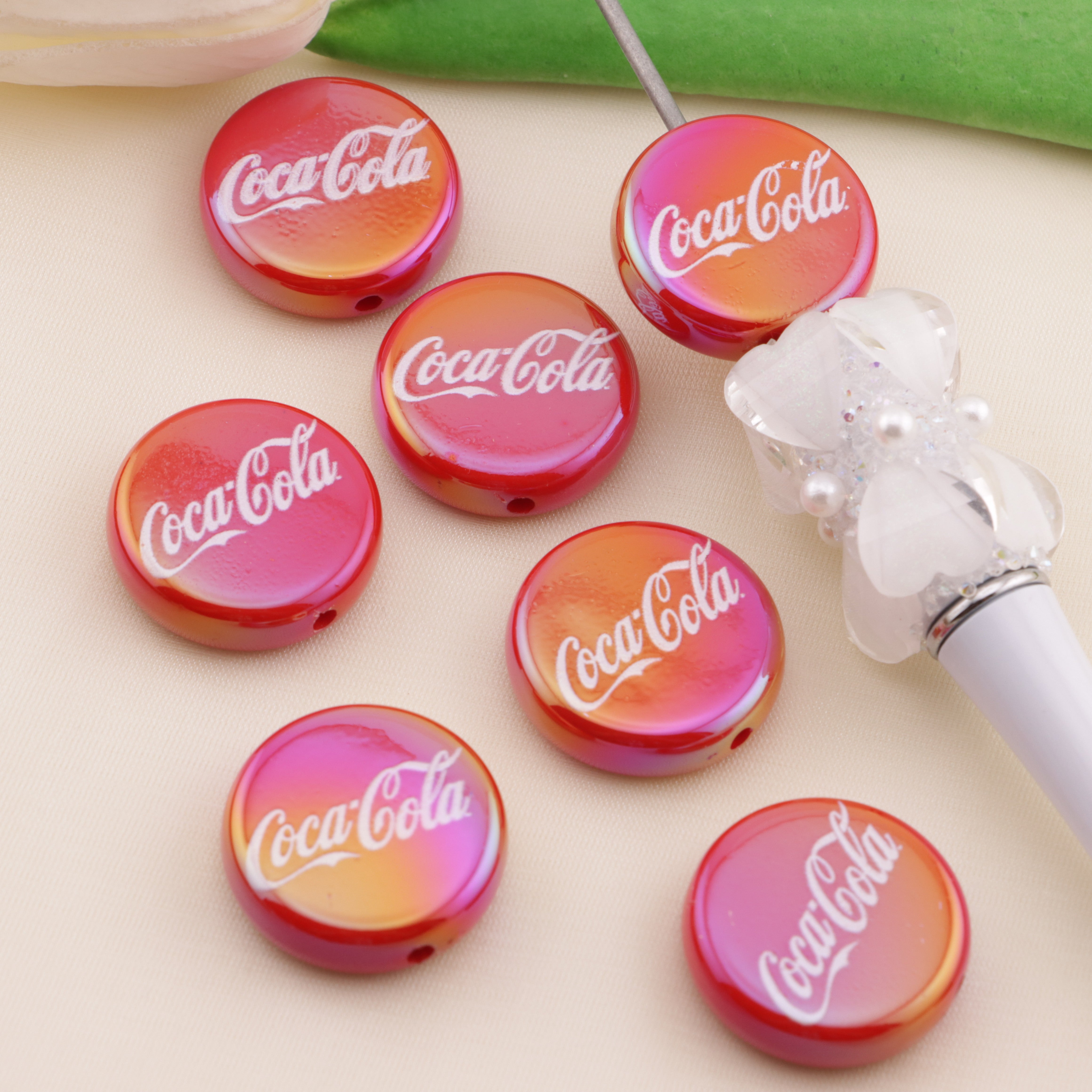 FS6498- 20mm Coca-Cola Printed Round Plate Beads Zoe's DIY Shop