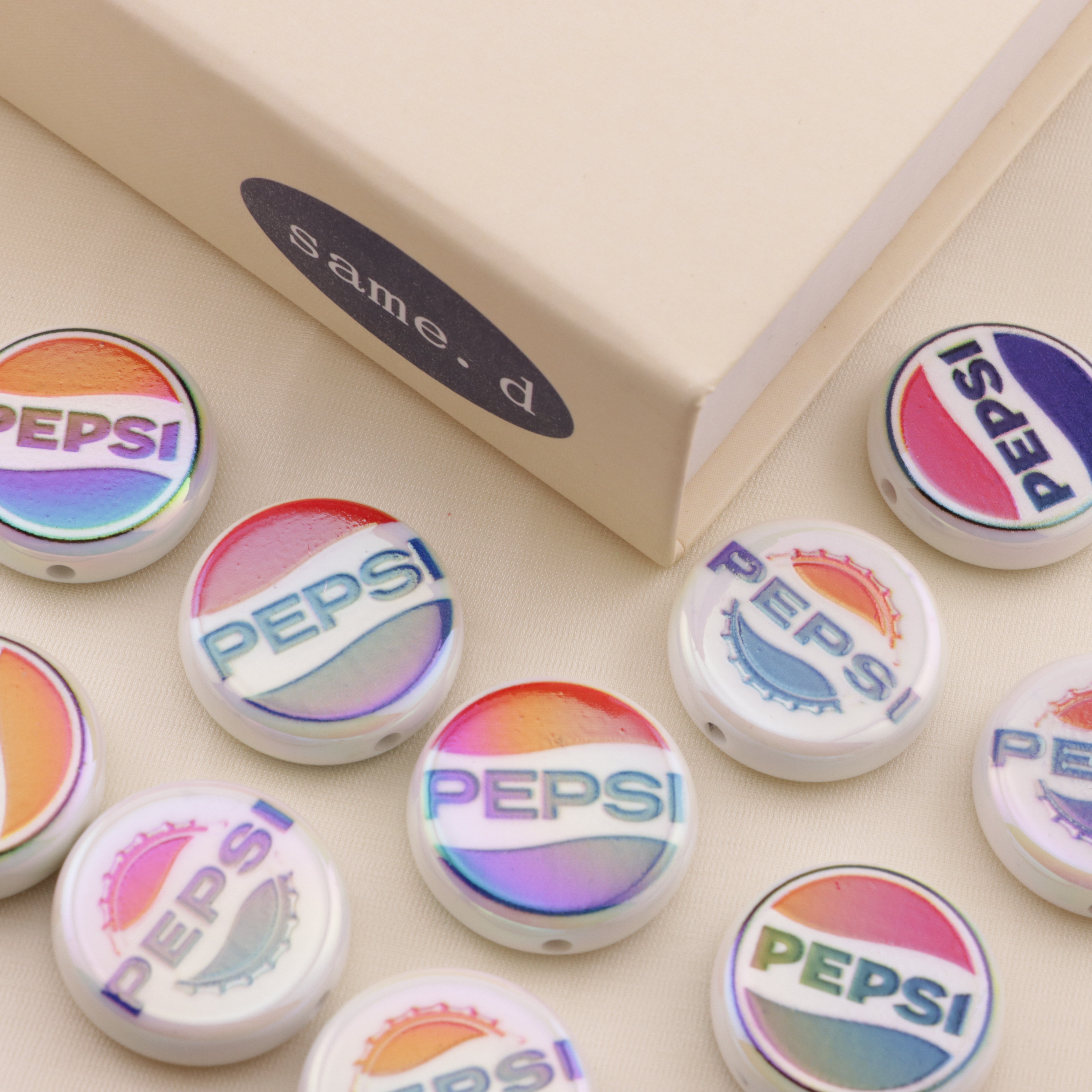 FS6499- 20mm Pepsi Cola Round Acrylic Beads Zoe's DIY Shop