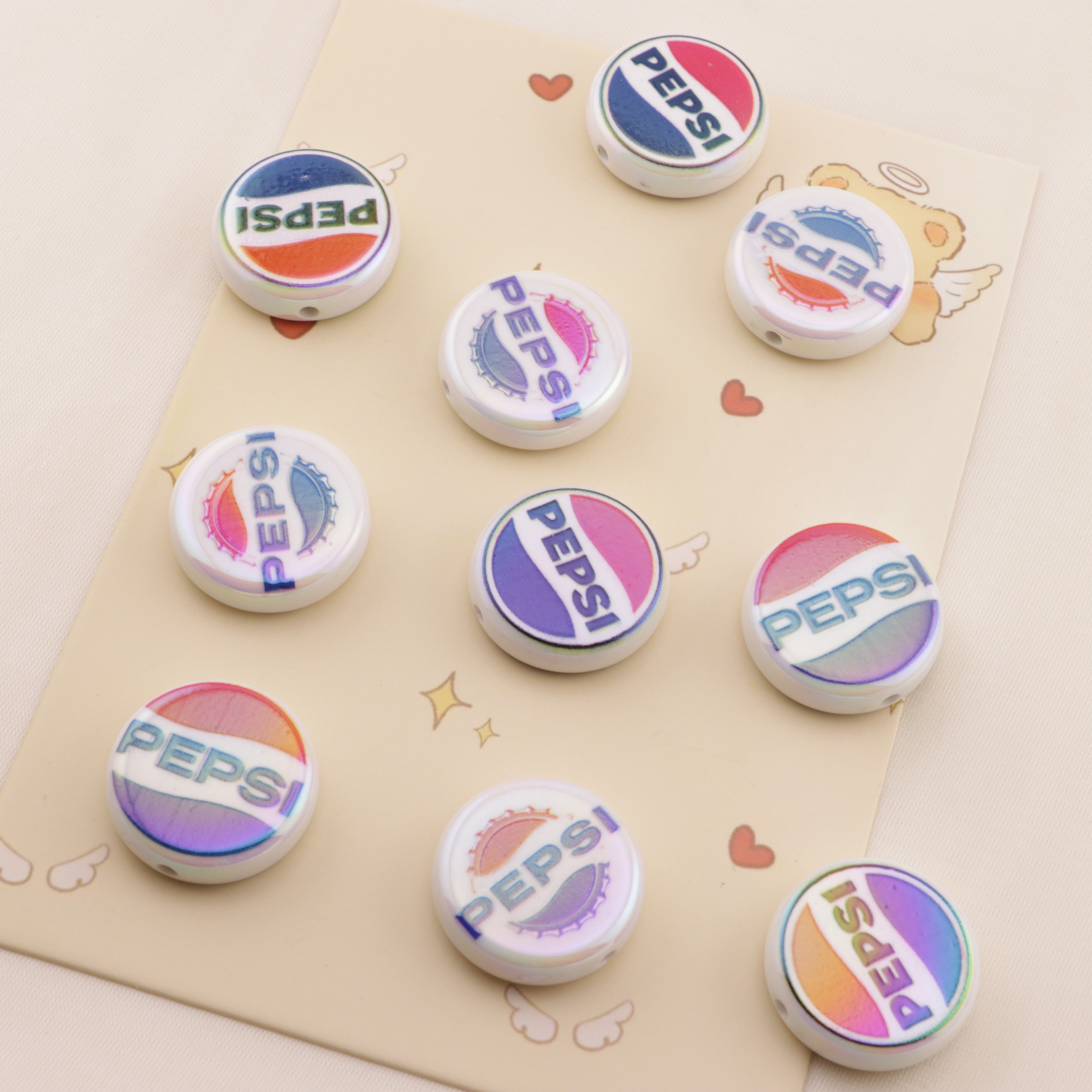 FS6499- 20mm Pepsi Cola Round Acrylic Beads Zoe's DIY Shop