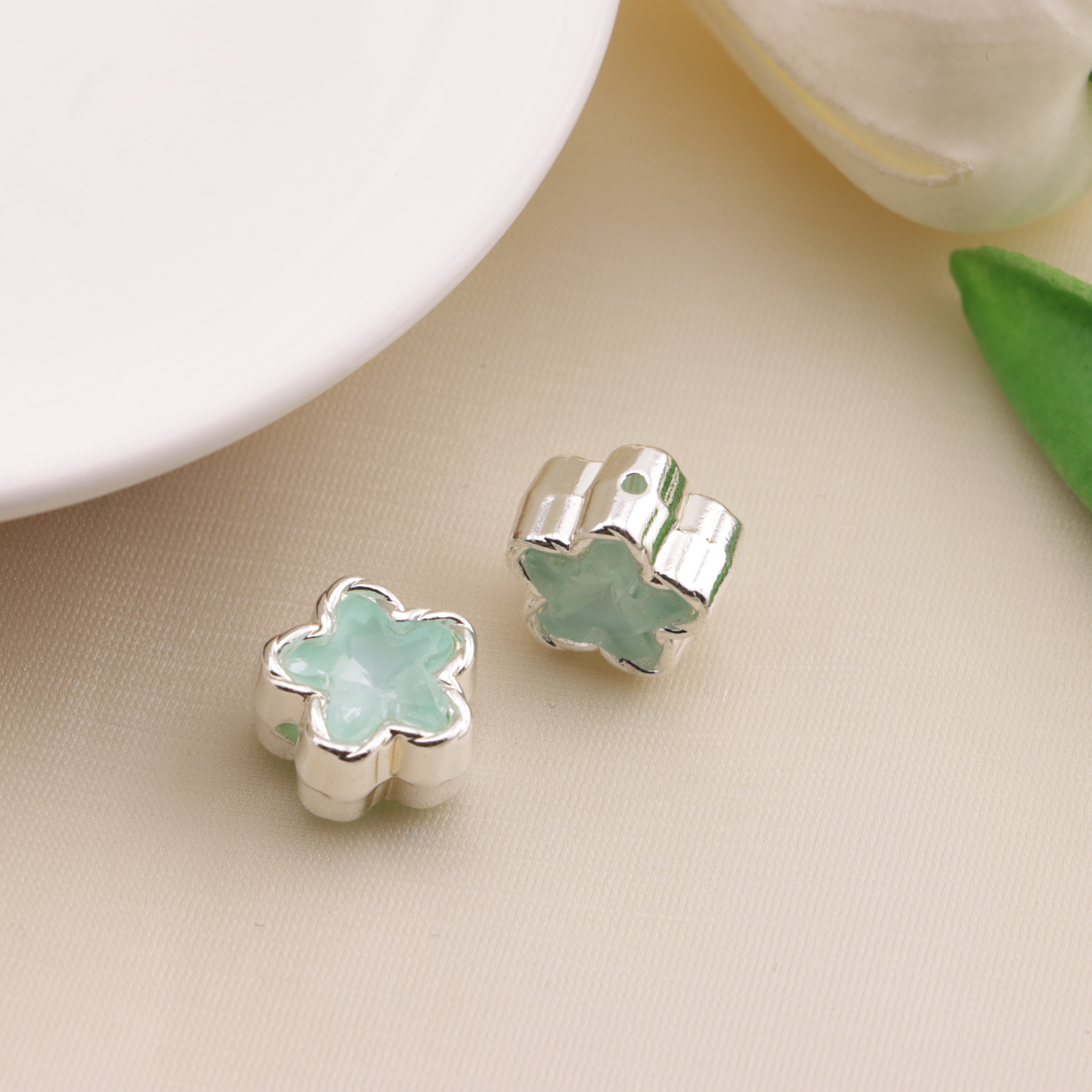 FS6500- Random Mixed Color About 12MM Star Double Side Zircon Alloy Beads Zoe's DIY Shop