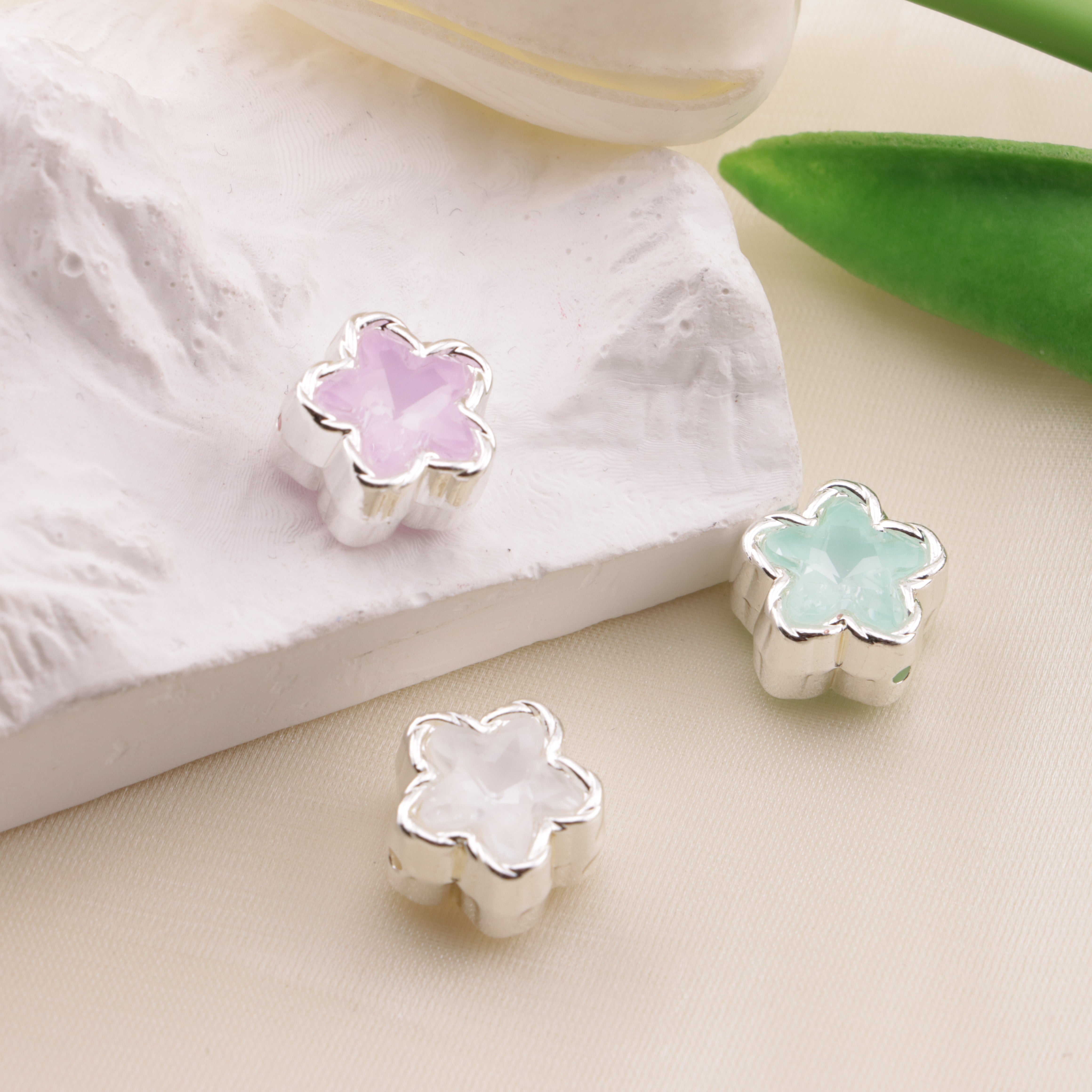 FS6500- Random Mixed Color About 12MM Star Double Side Zircon Alloy Beads Zoe's DIY Shop
