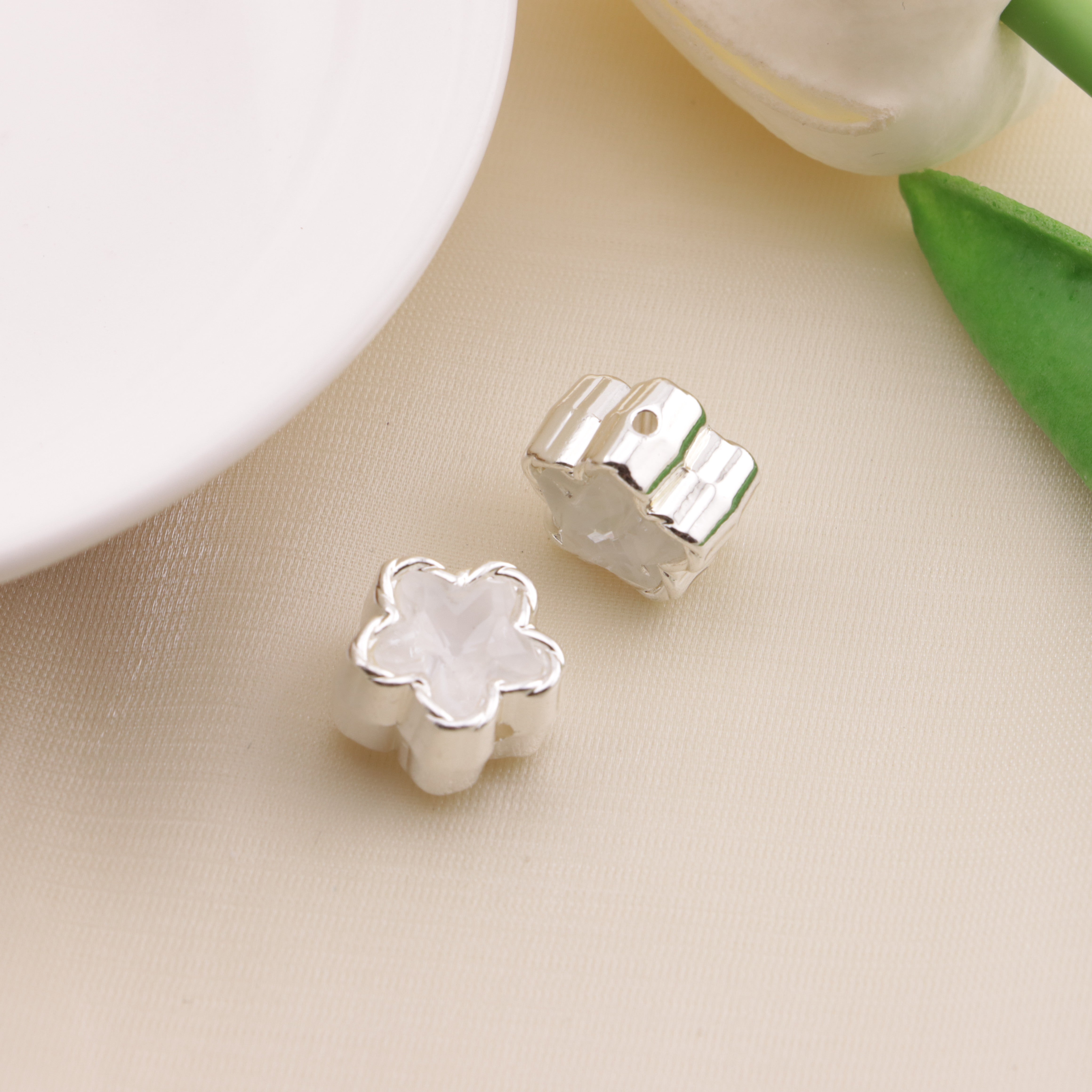 FS6500- Random Mixed Color About 12MM Star Double Side Zircon Alloy Beads Zoe's DIY Shop