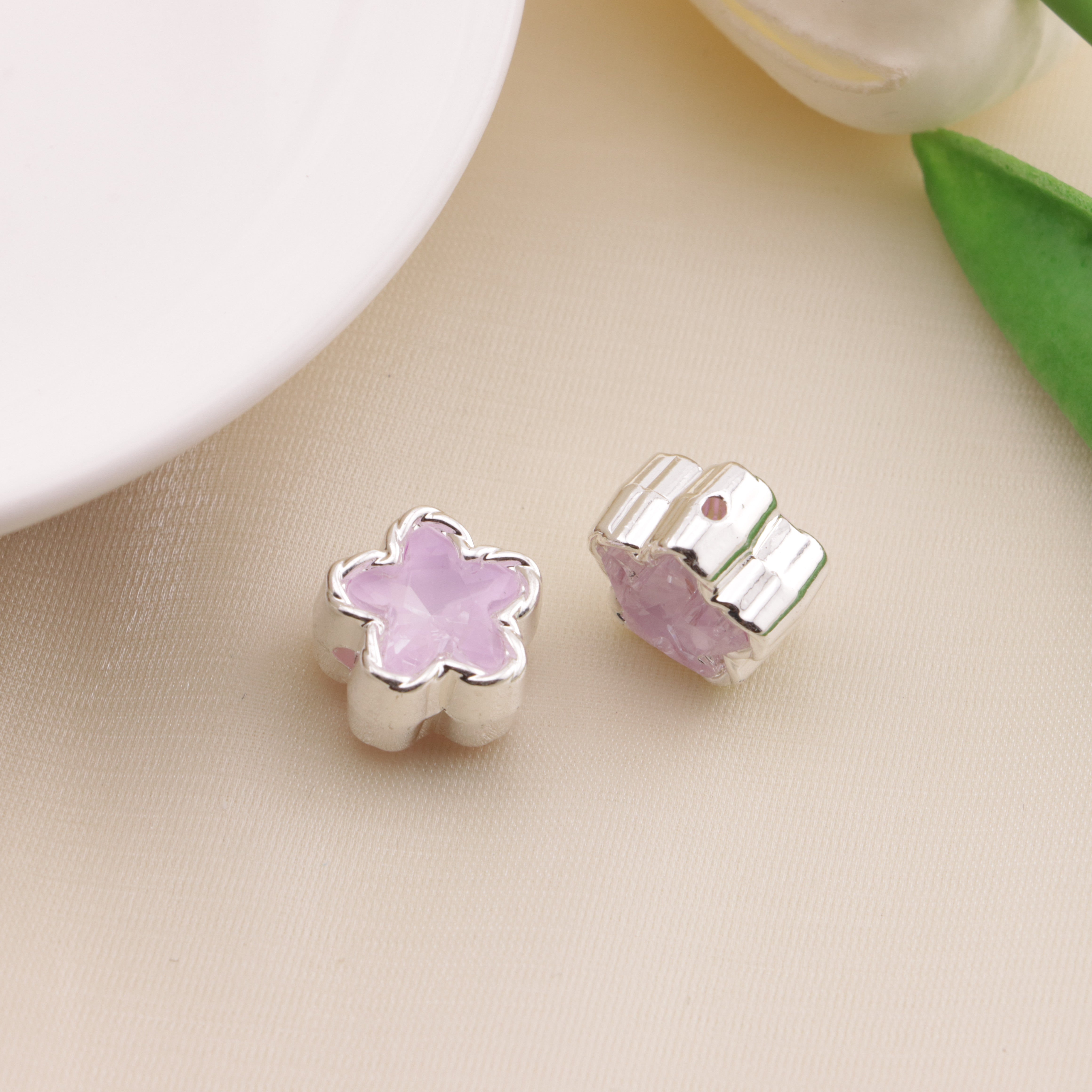 FS6500- Random Mixed Color About 12MM Star Double Side Zircon Alloy Beads Zoe's DIY Shop