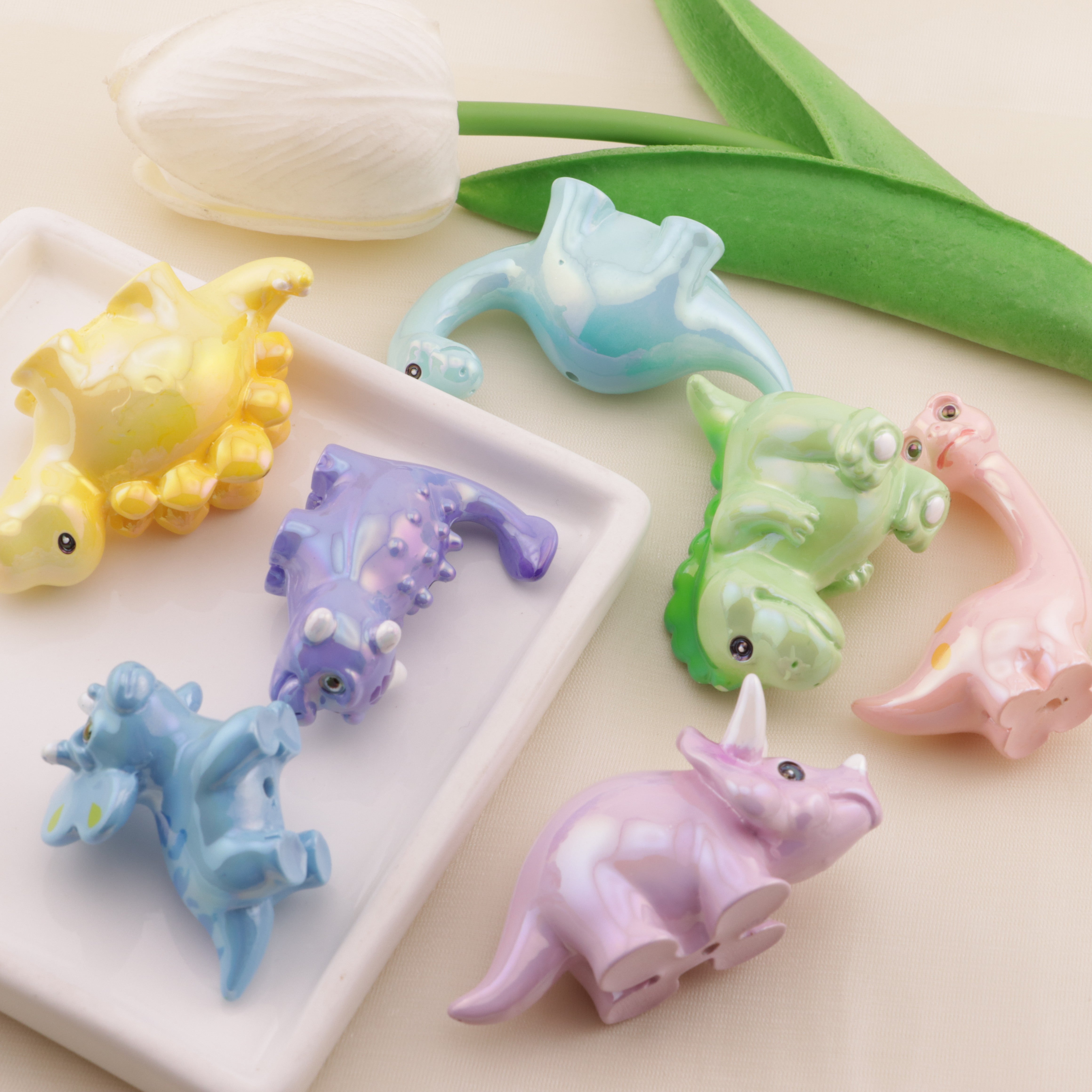 FS6501- 3.5×2.8Cm   UV-Plated Dinosaur Resin Beads Zoe's DIY Shop