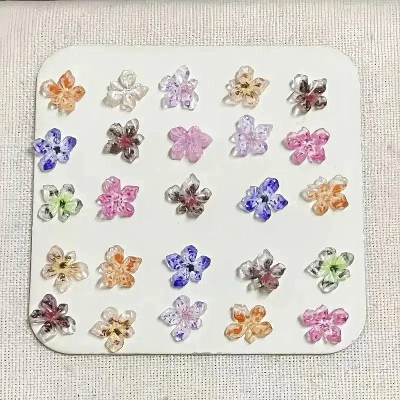 FS6517-9mm Transparent Printing Sakura Resin Nail Charms Nail Charms Floral Nail Art Charms Luminous Flower Charms for Nails Design Floral Charm Resin Flowers Manicure Decorations Blossom Petals For DIY Project -Zoe DIY Wholesale