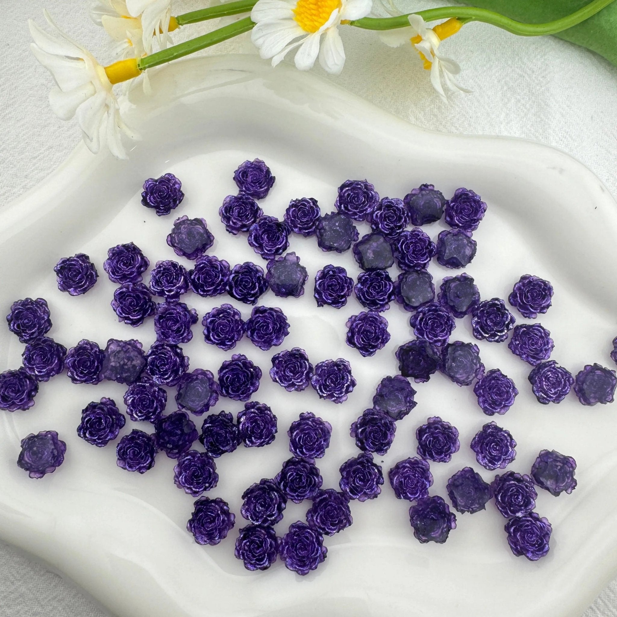 FS6534-9mm Luminous Soft Flower Charms Luminous Camellias Roses Nail Art Charms Soft Carved Leaf Flower Charms for Nails Design For DIY Project -Zoe DIY Wholesale